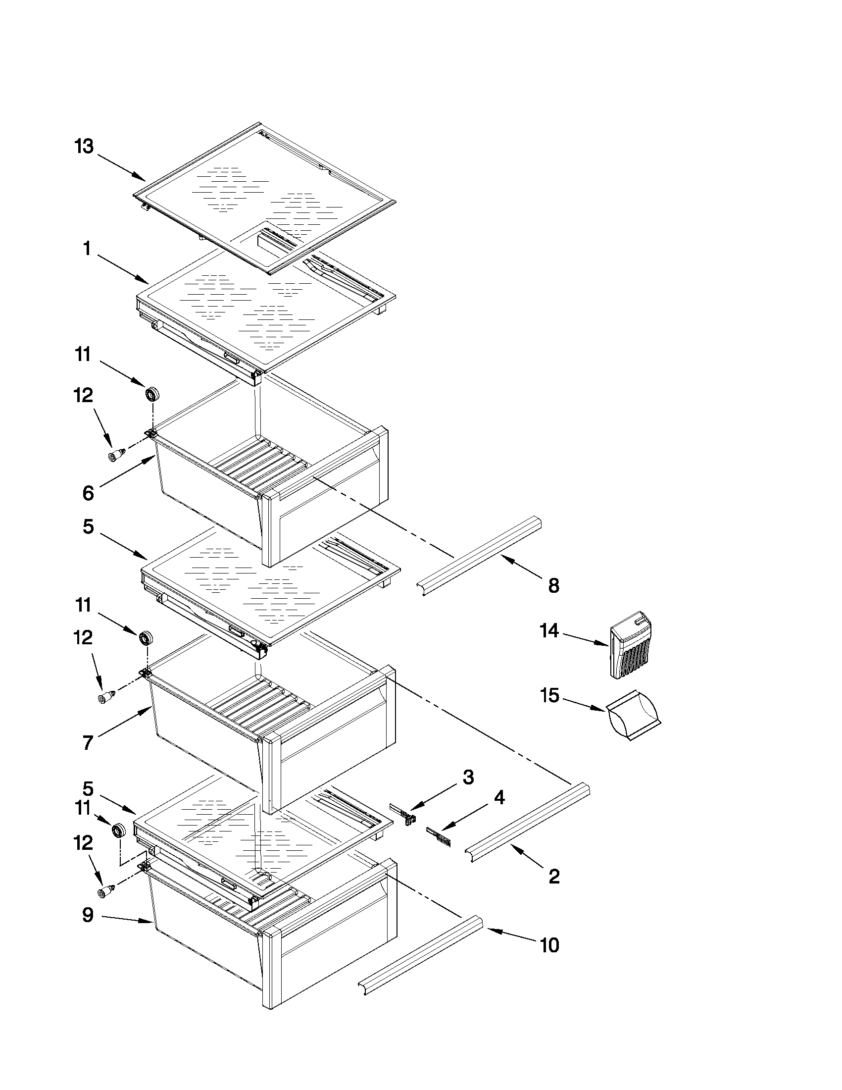 KitchenAid KSF26C7XYY04 refrigerator shelf parts diagram