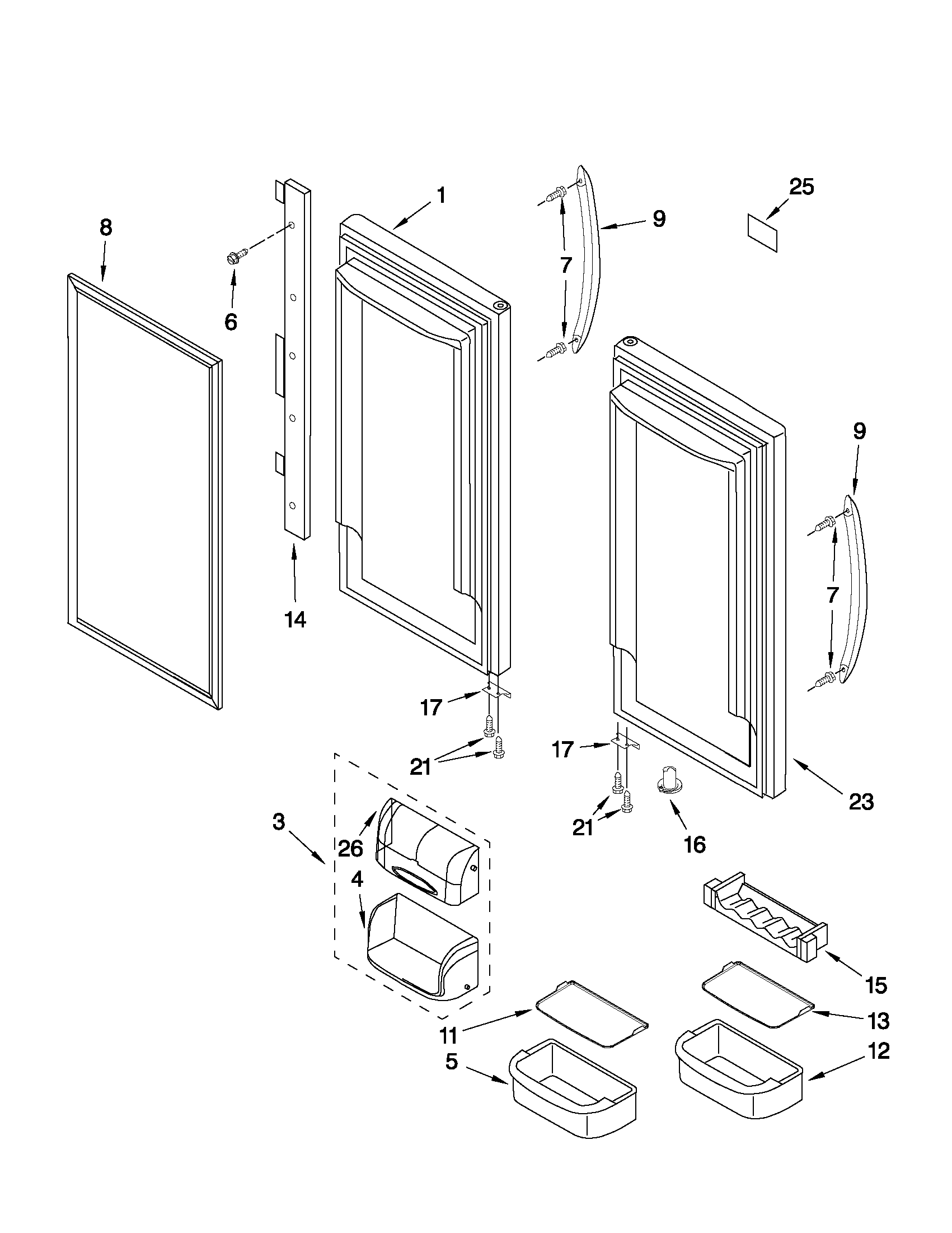 KitchenAid KBFS20EVWH8 refrigerator door parts diagram