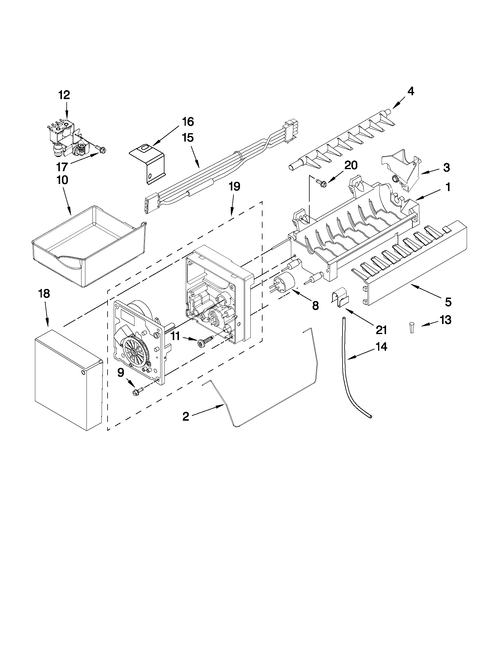 KitchenAid KBFS20EVWH8 icemaker parts diagram