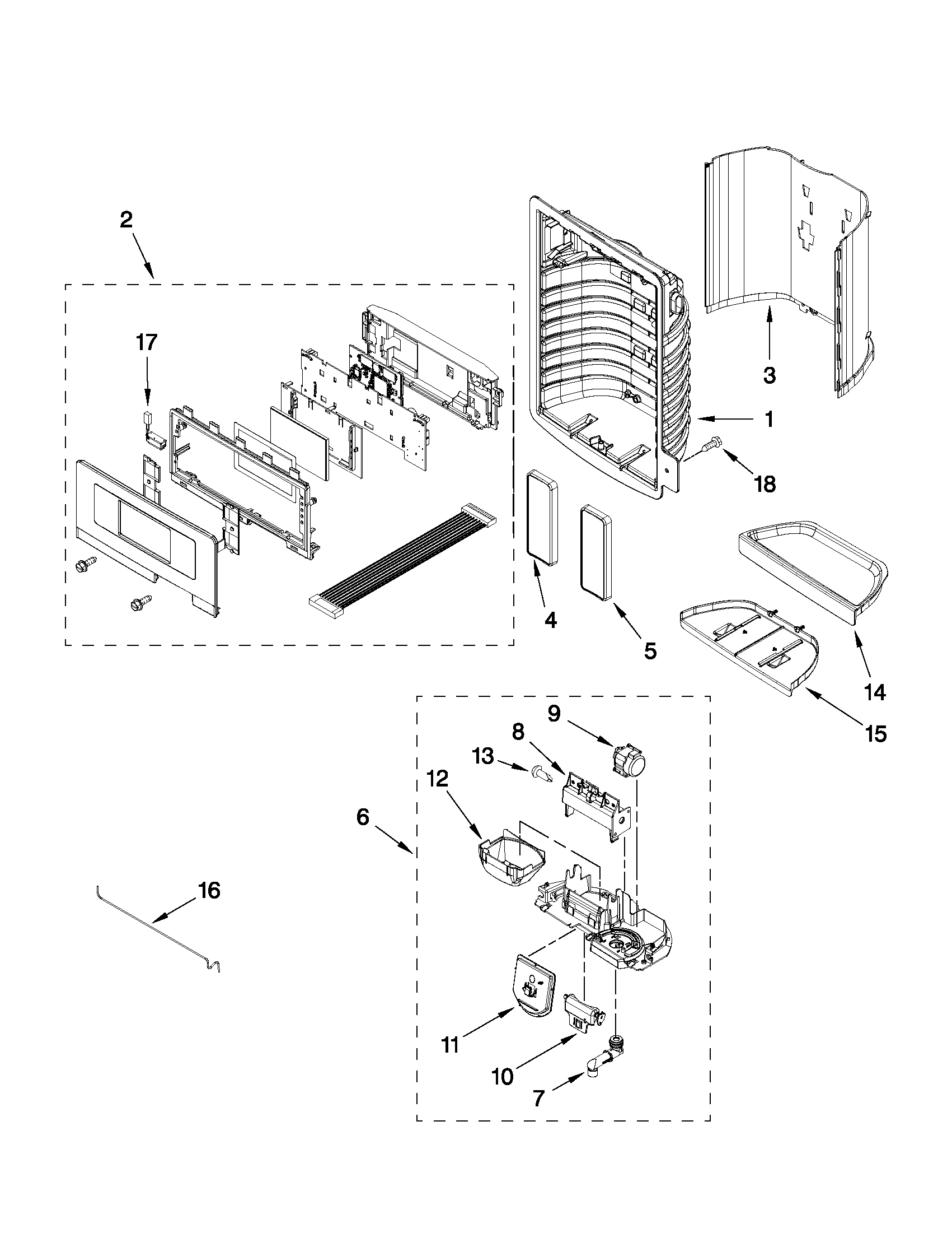 Whirlpool GI6FARXXB06 dispenser front parts diagram