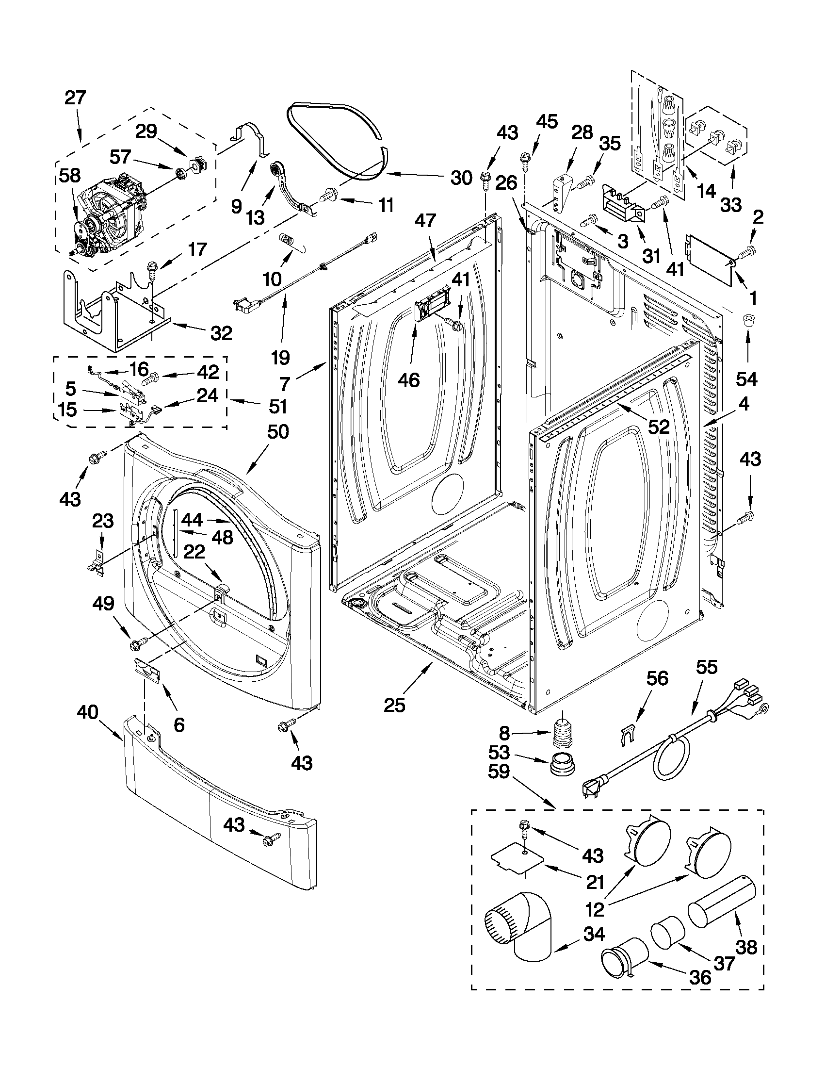 Maytag MDE22PDAZW0 cabinet parts diagram