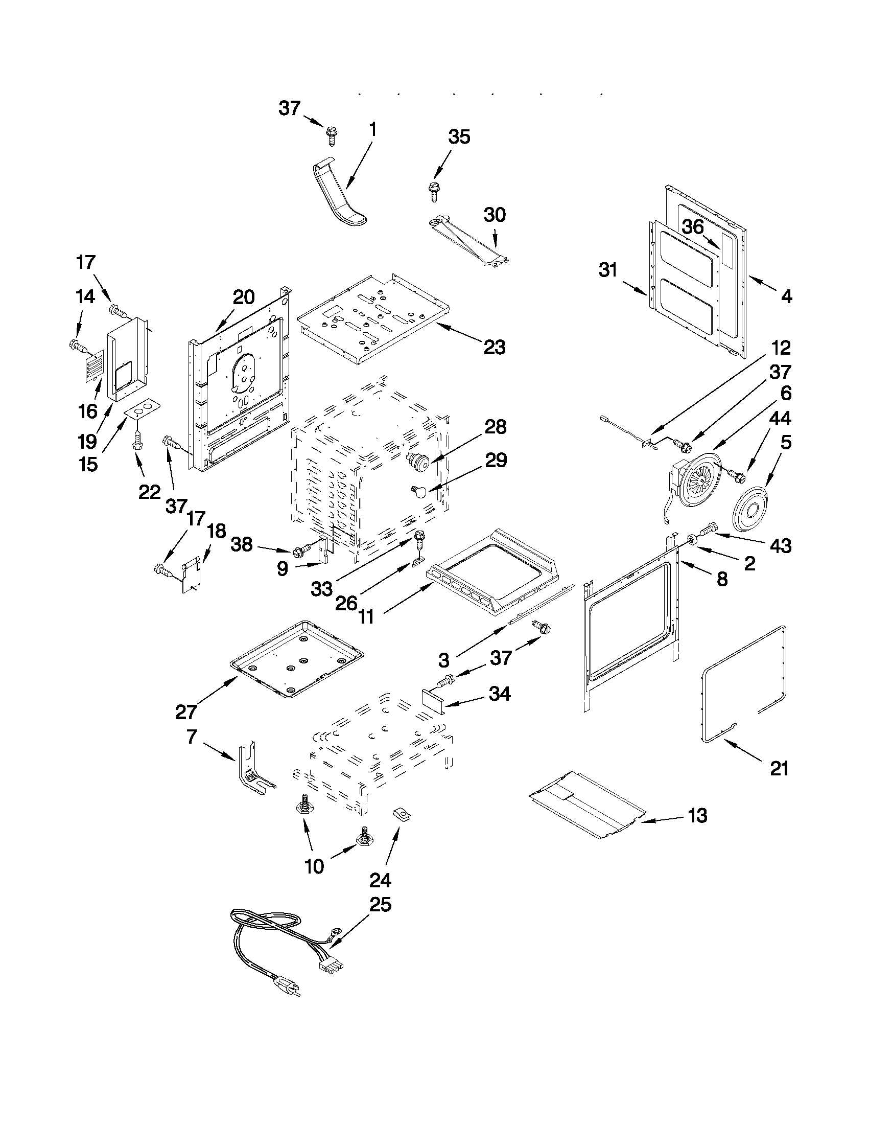 Maytag MGR8772WB0 chassis parts diagram