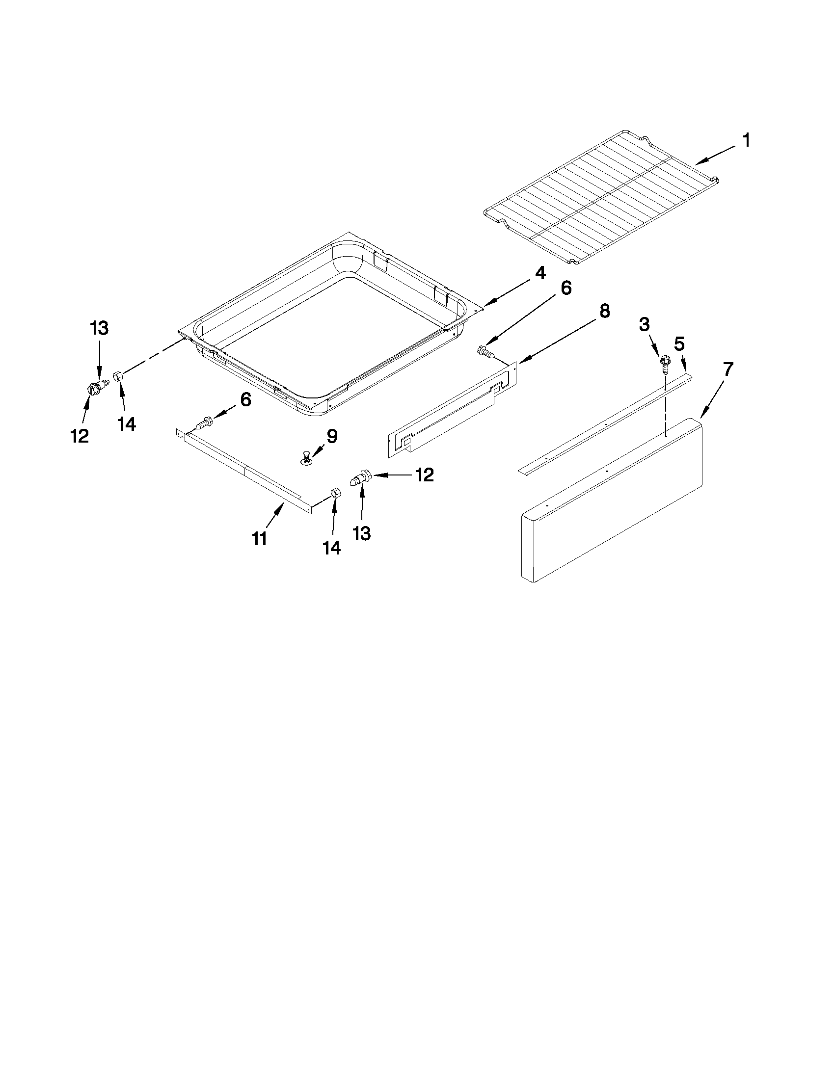 Maytag MGR8772WB0 drawer and rack parts diagram