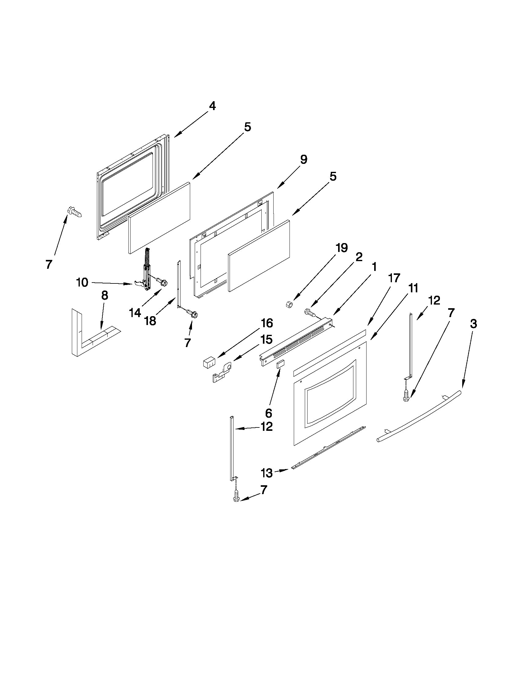 Maytag MGR5765QDS1 door parts diagram