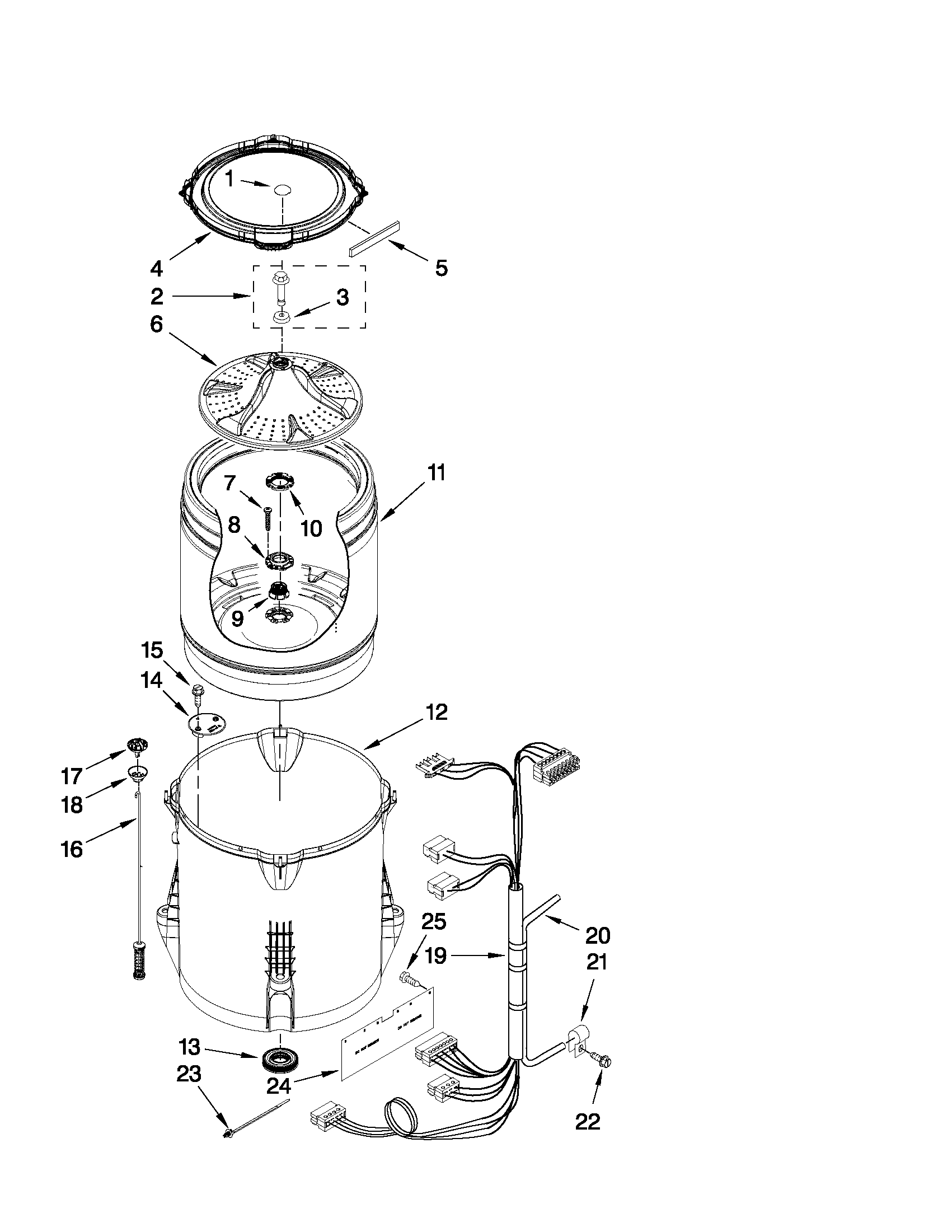 Maytag 3LMVWC400YW0 basket and tub parts diagram