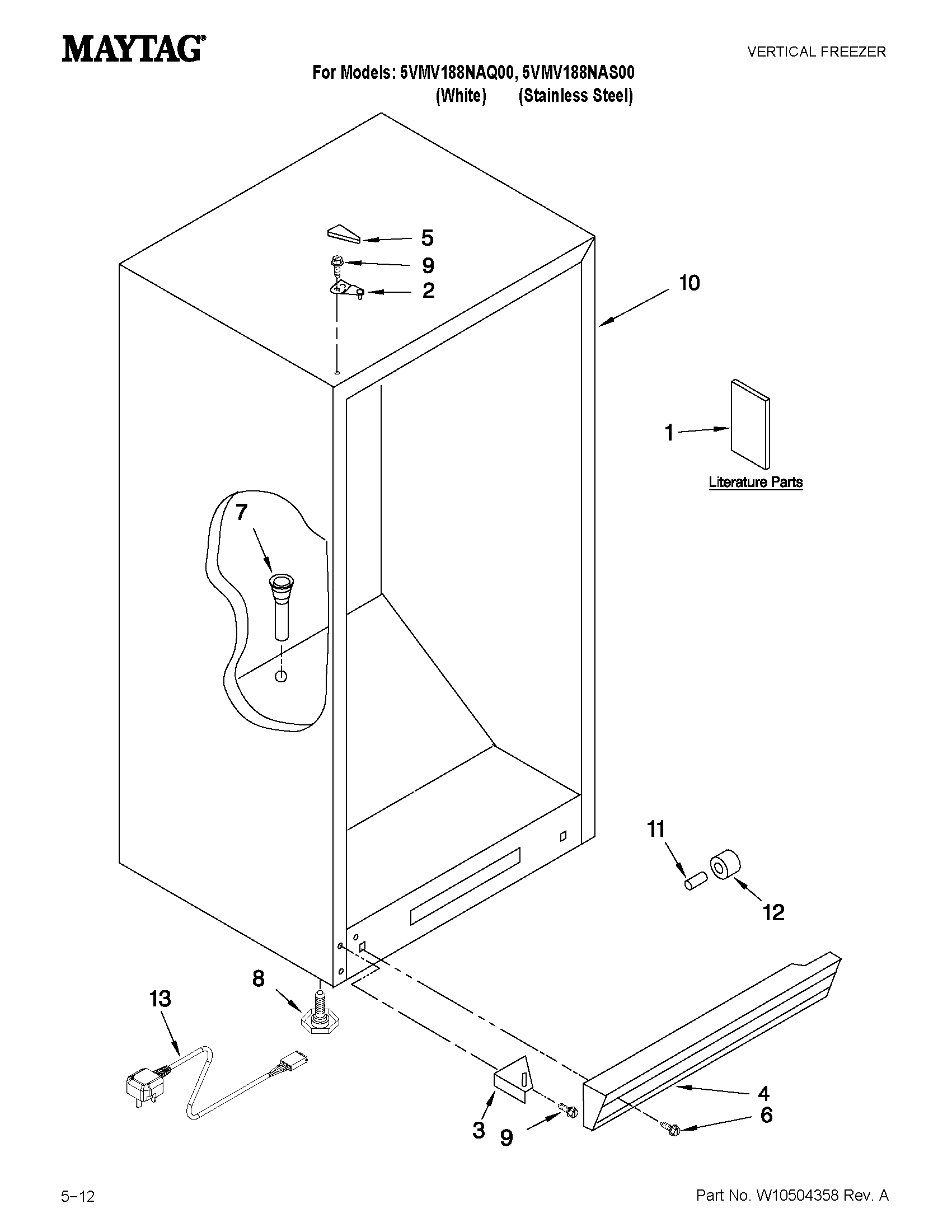 Maytag 5VMV188NAS00 cabinet parts diagram