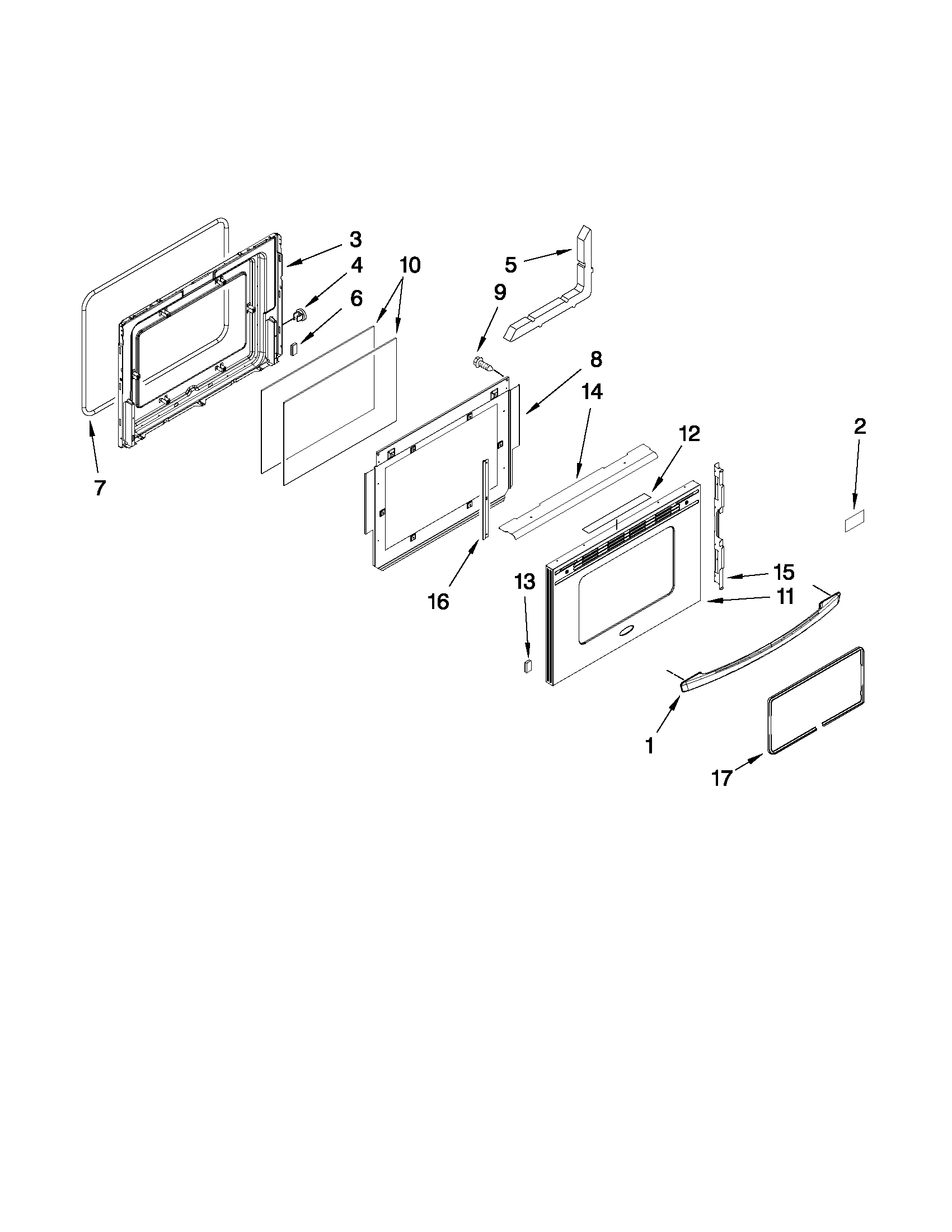 Whirlpool WDE350LVS01 door parts diagram
