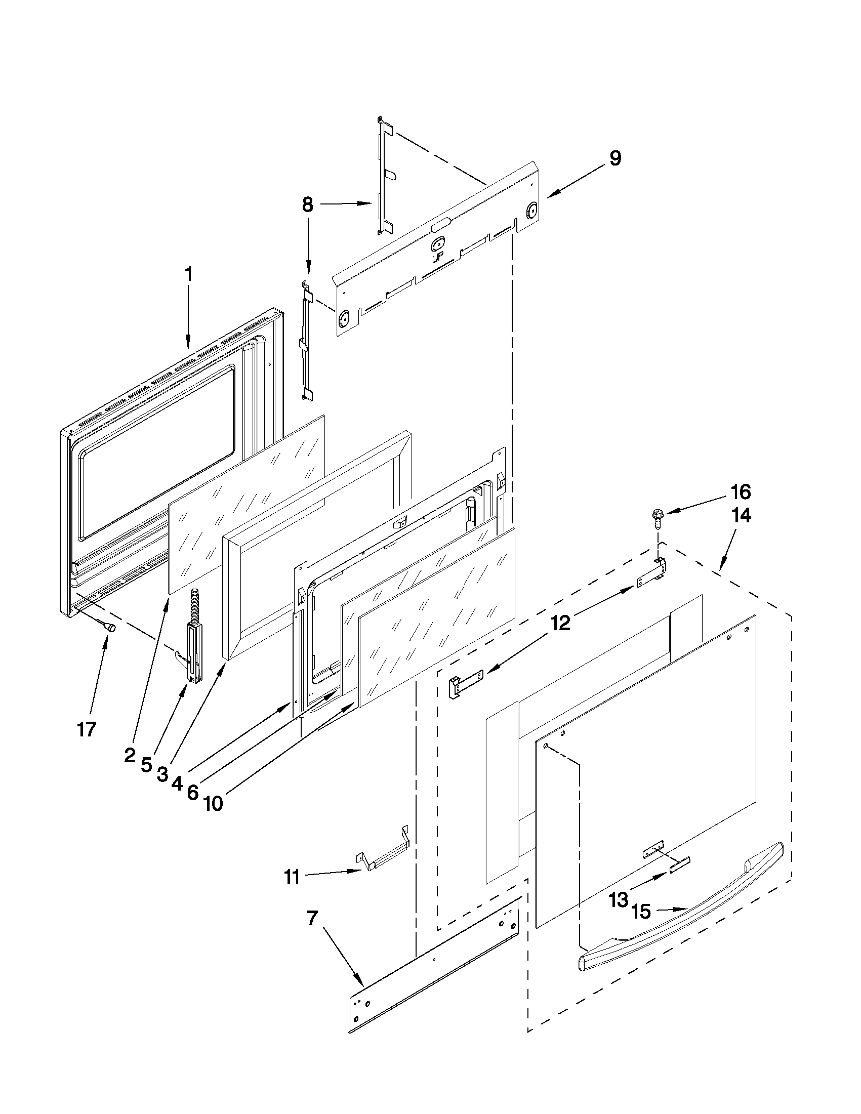 KitchenAid YKESS907SB03 door parts diagram