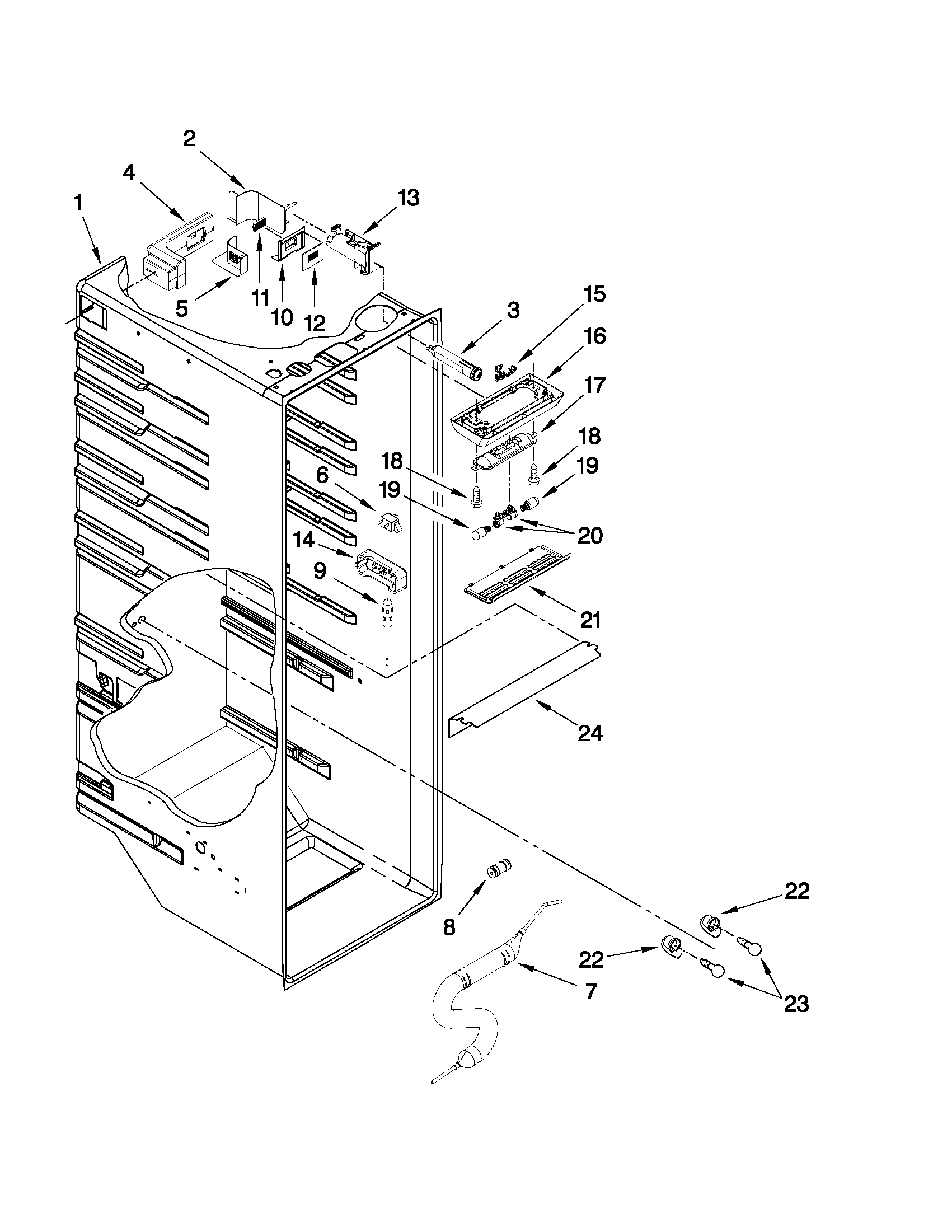 Whirlpool BRS62CBBNA01 refrigerator liner parts diagram