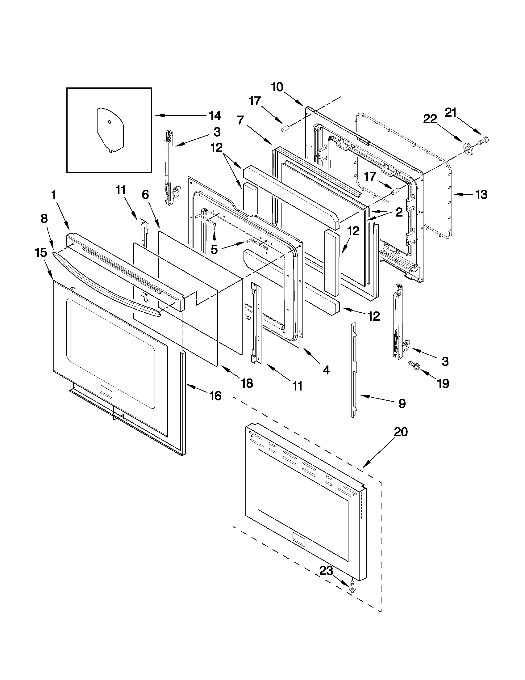 KitchenAid KERS206XWH2 door parts diagram