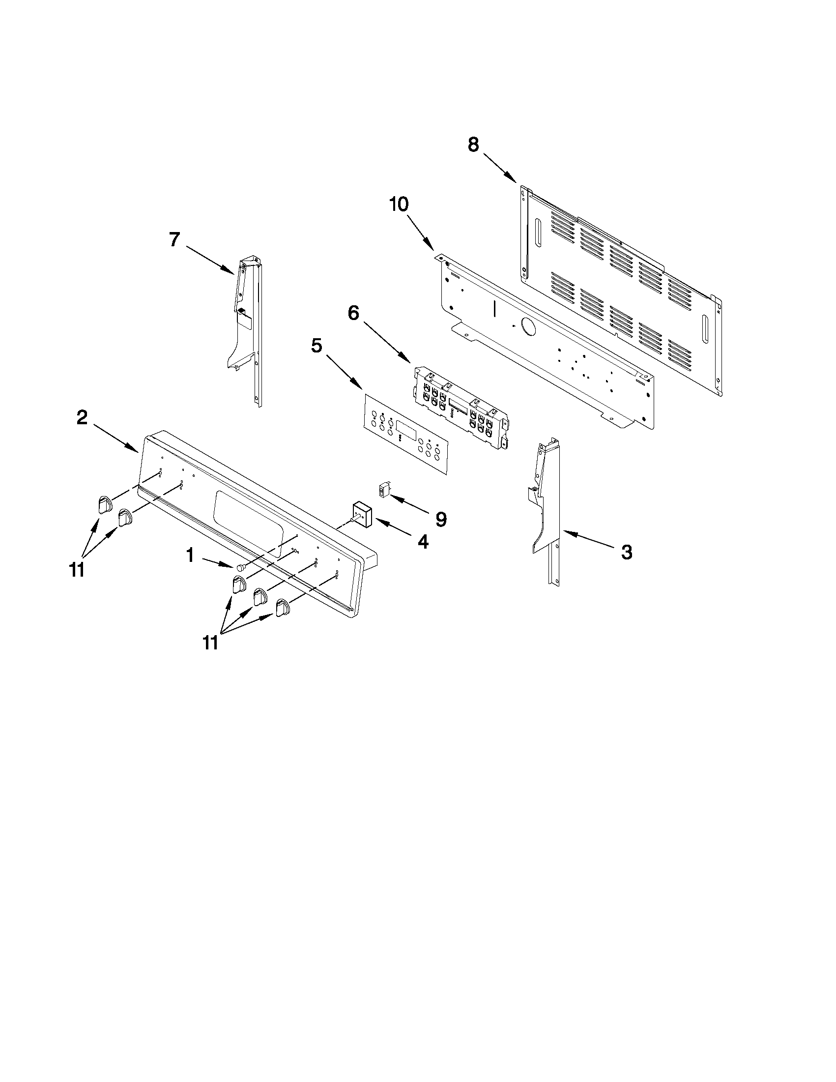 KitchenAid KERS208XBL2 control panel parts diagram