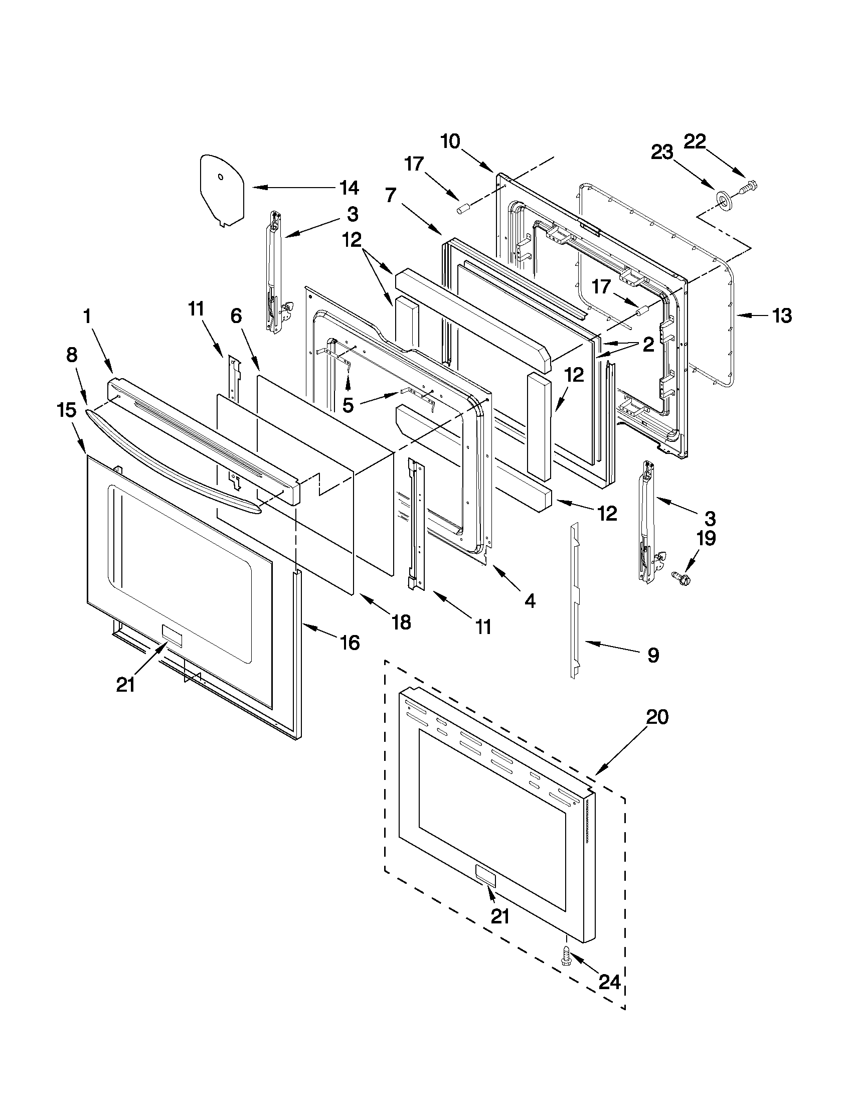 KitchenAid KERS208XBL2 door parts diagram