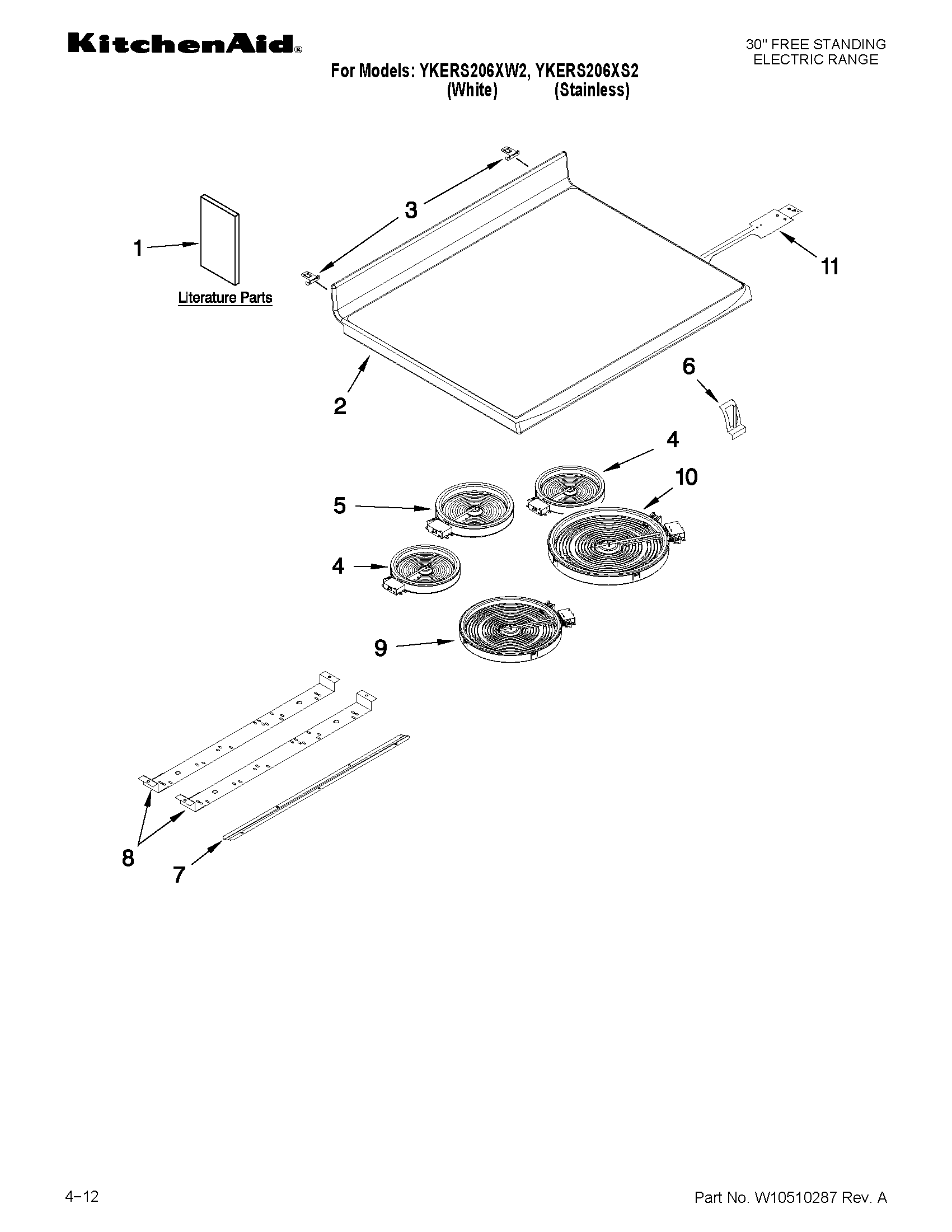 KitchenAid YKERS206XS2 cooktop parts diagram