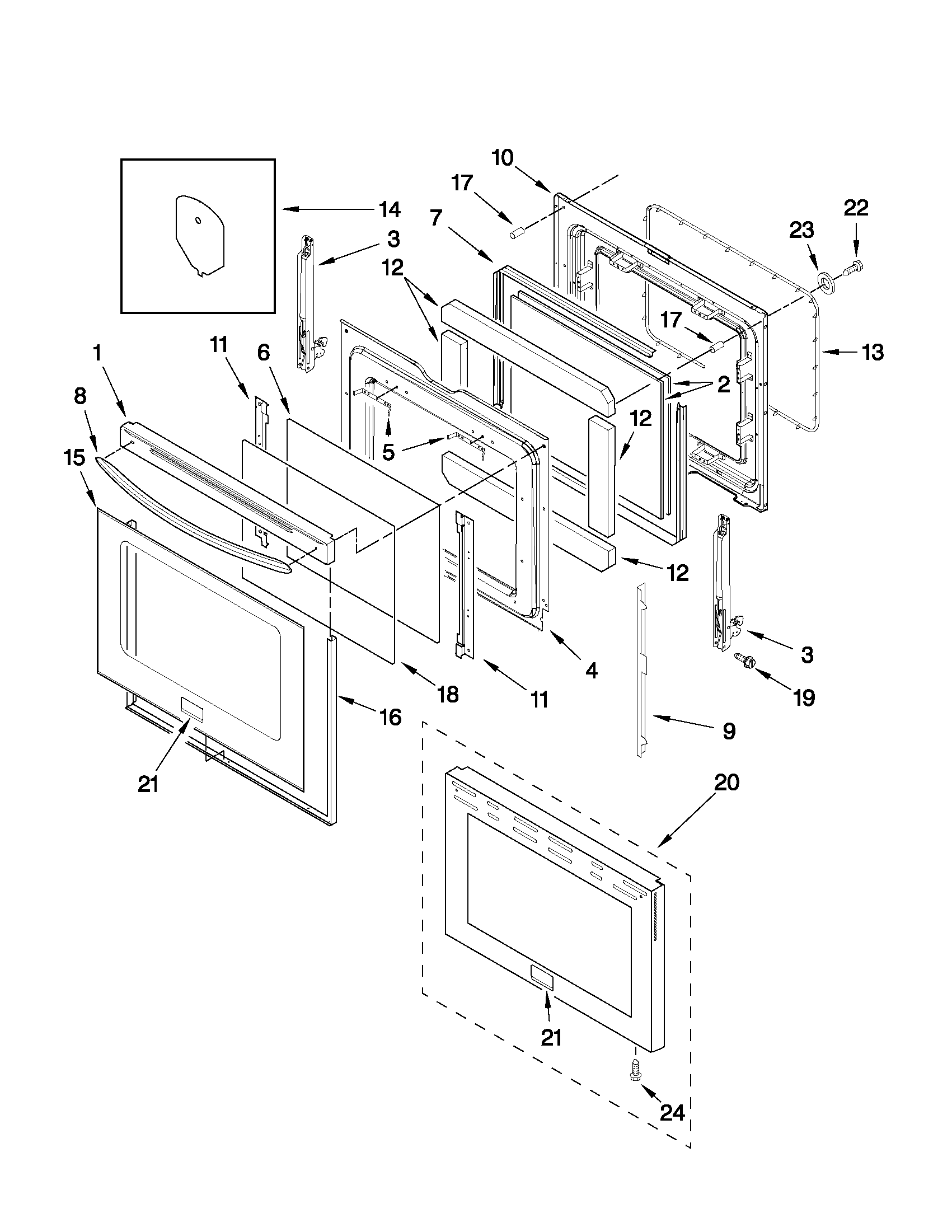 KitchenAid YKERS206XS2 door parts diagram