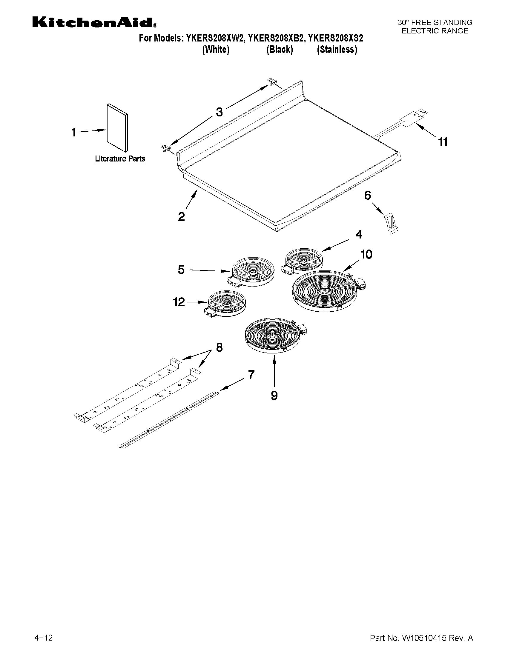 KitchenAid YKERS208XS2 cooktop parts diagram