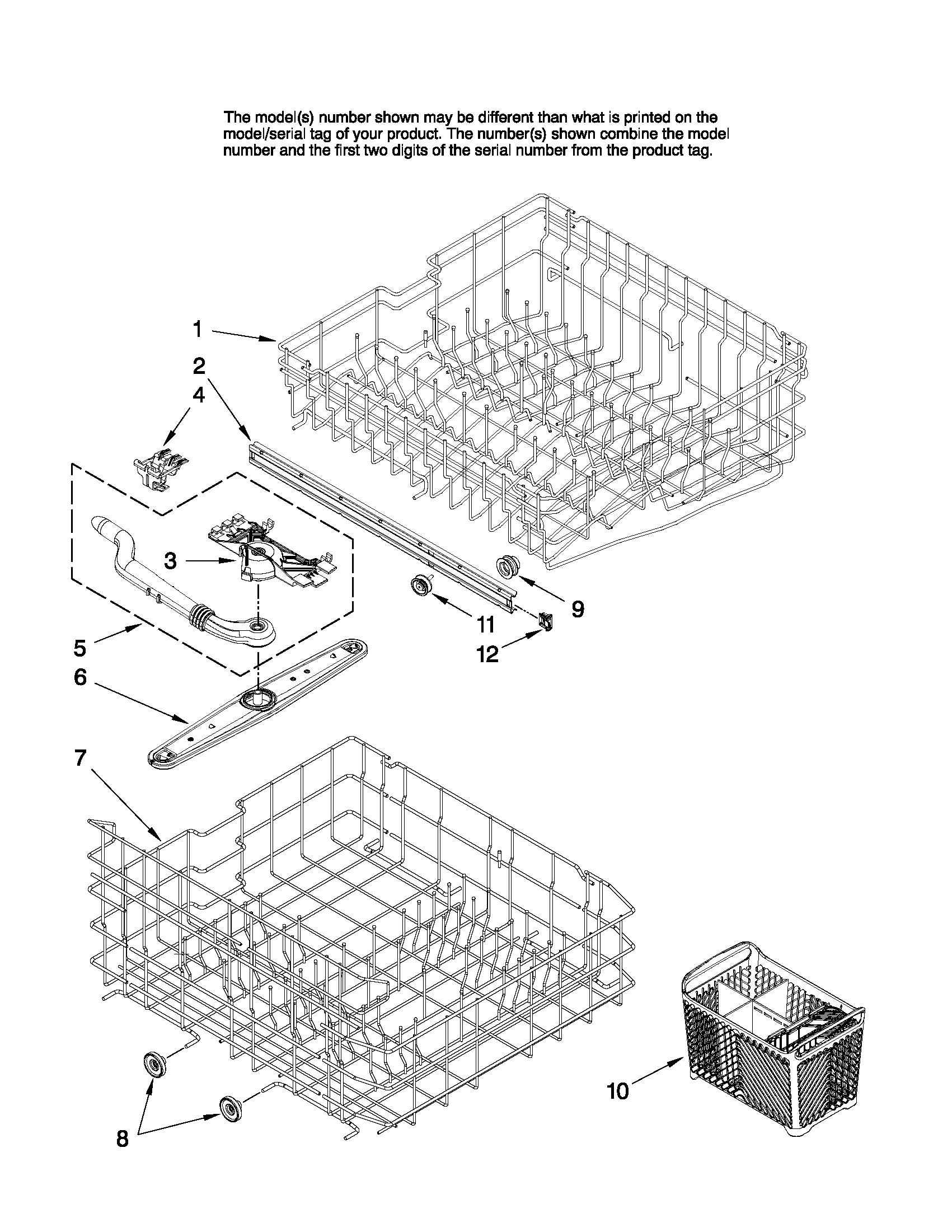 Maytag MDC4650AWB3 upper and lower rack parts diagram