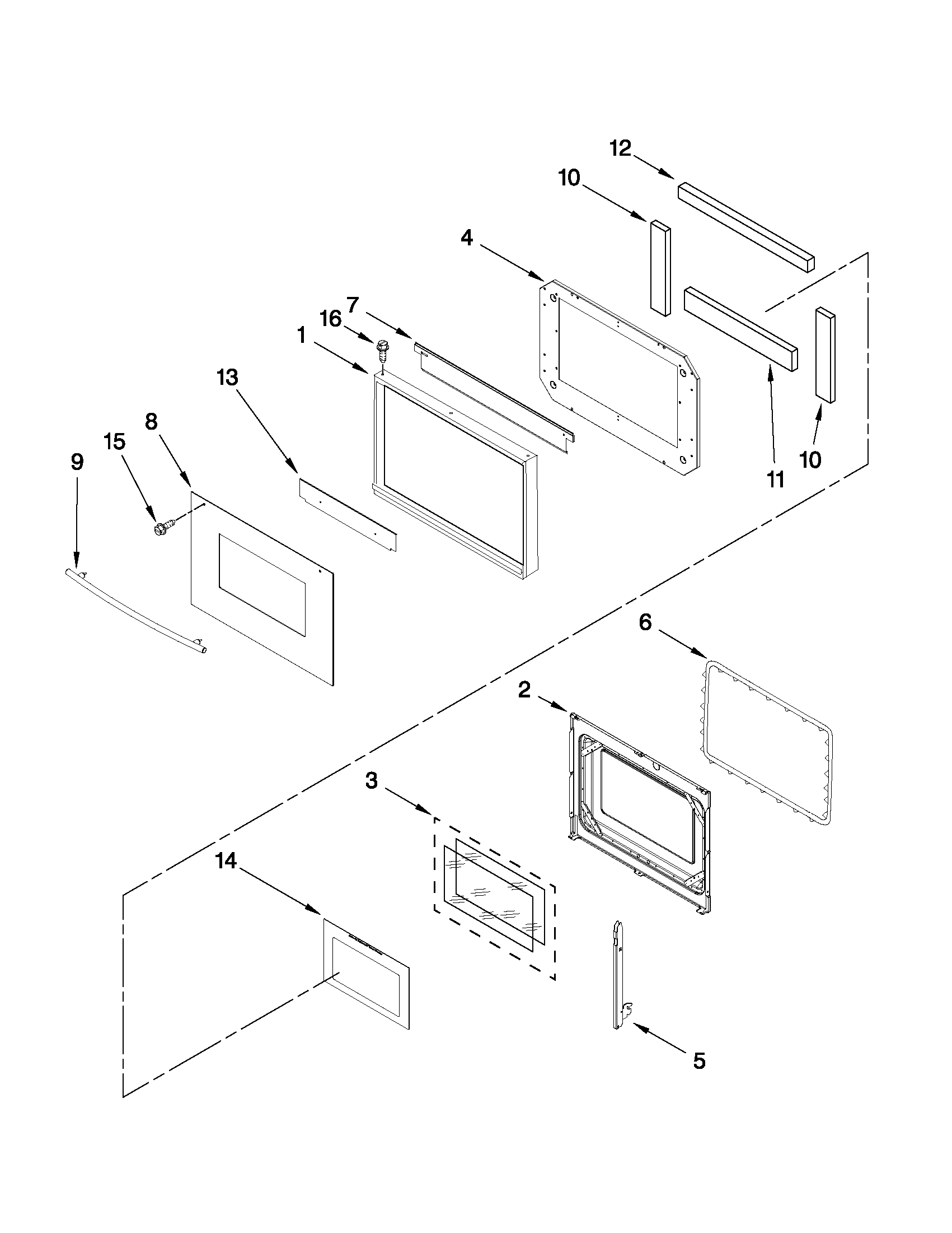 Maytag MEW5627DDS10 lower oven door parts diagram