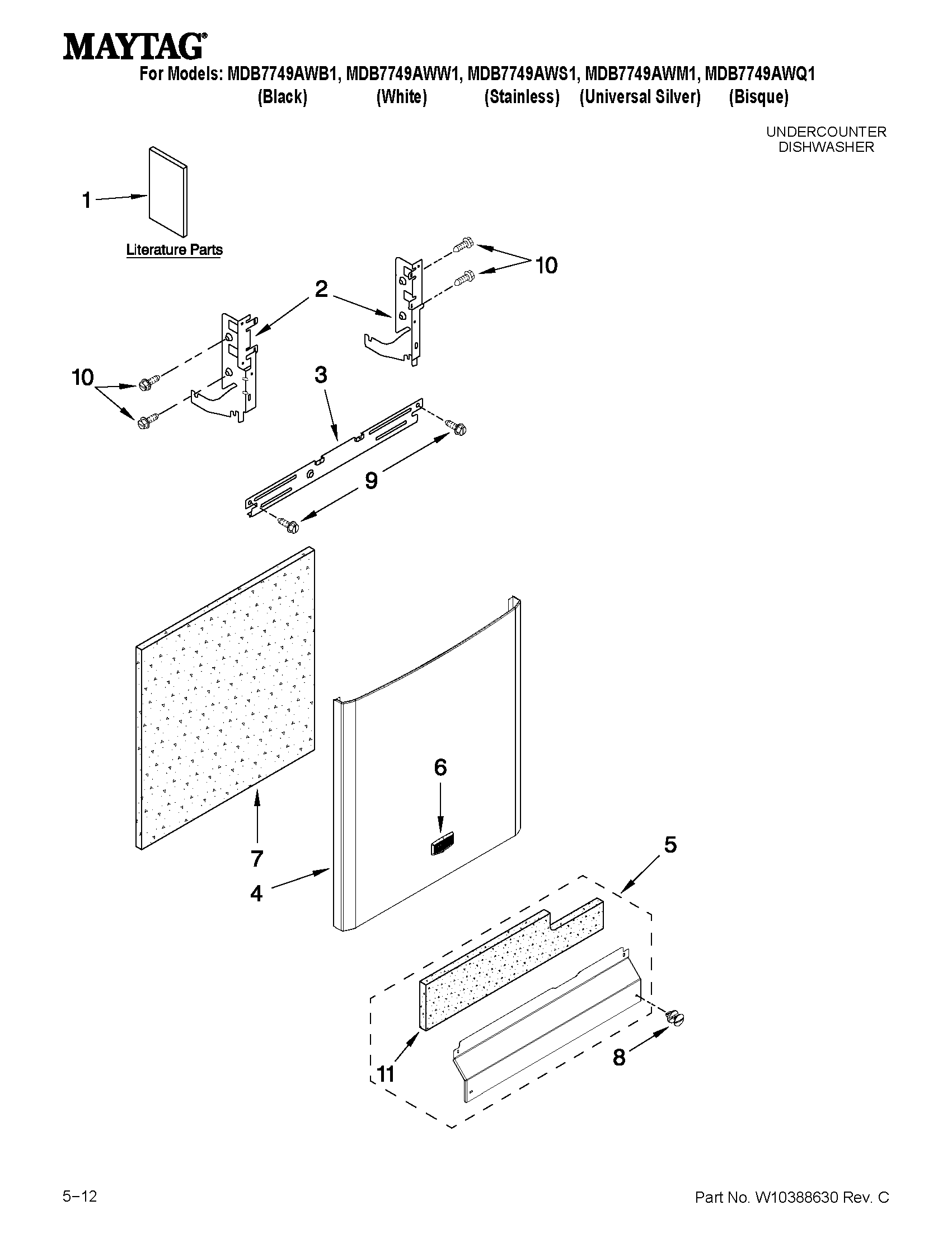 Maytag MDB7749AWQ1 door and panel parts diagram