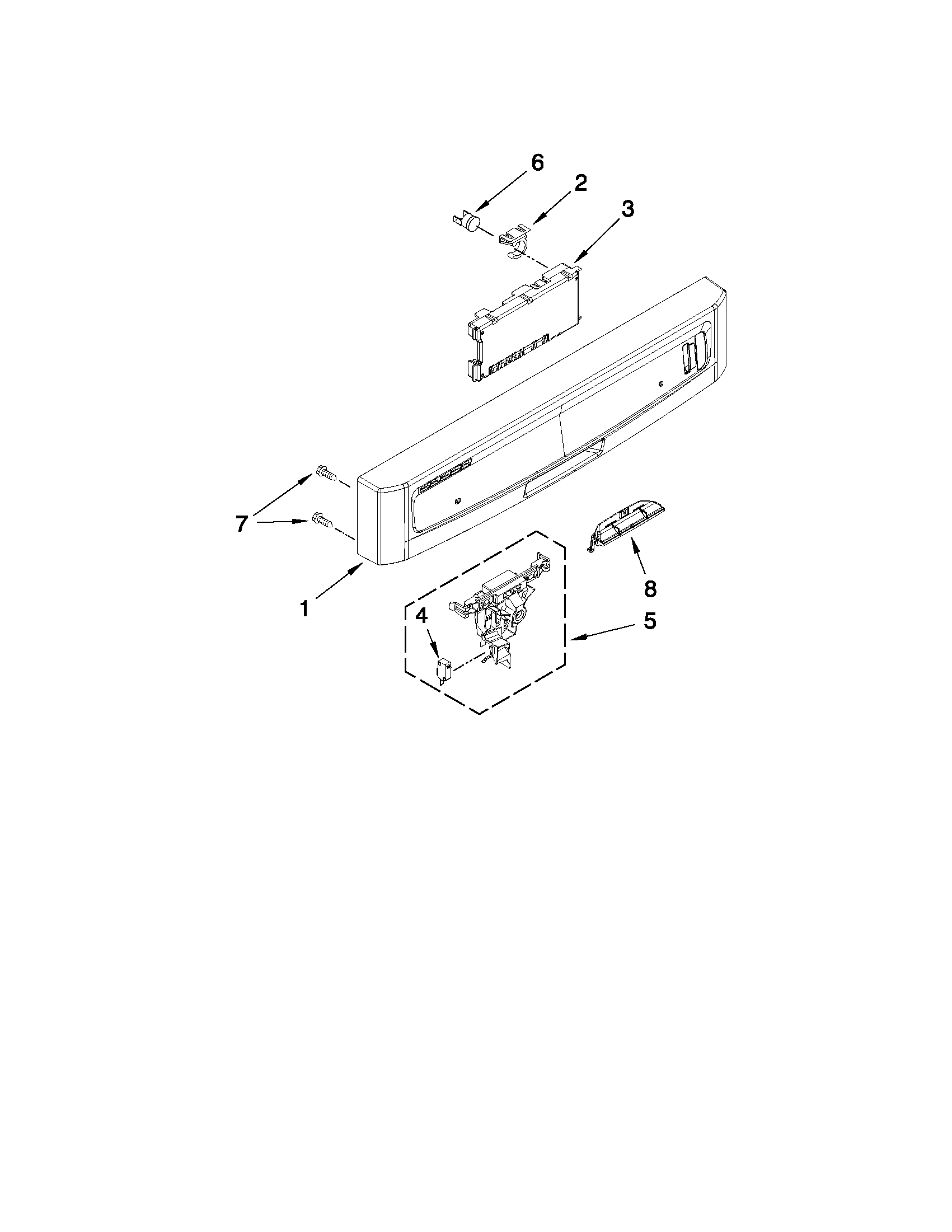 Maytag MDB7749AWQ1 control panel and latch parts diagram