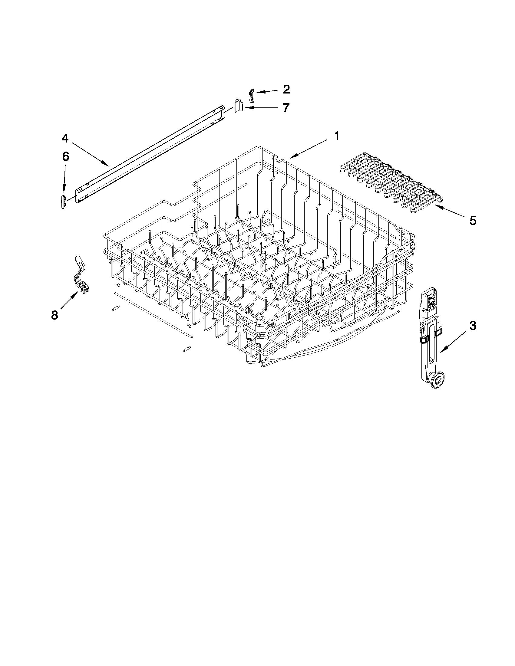 Maytag MDB7749AWW2 upper rack and track parts diagram