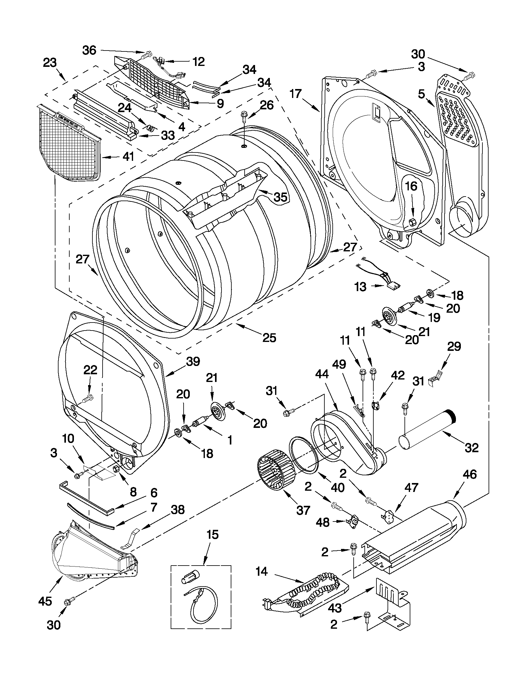 Maytag 4GMEDX500YW0 bulkhead parts diagram