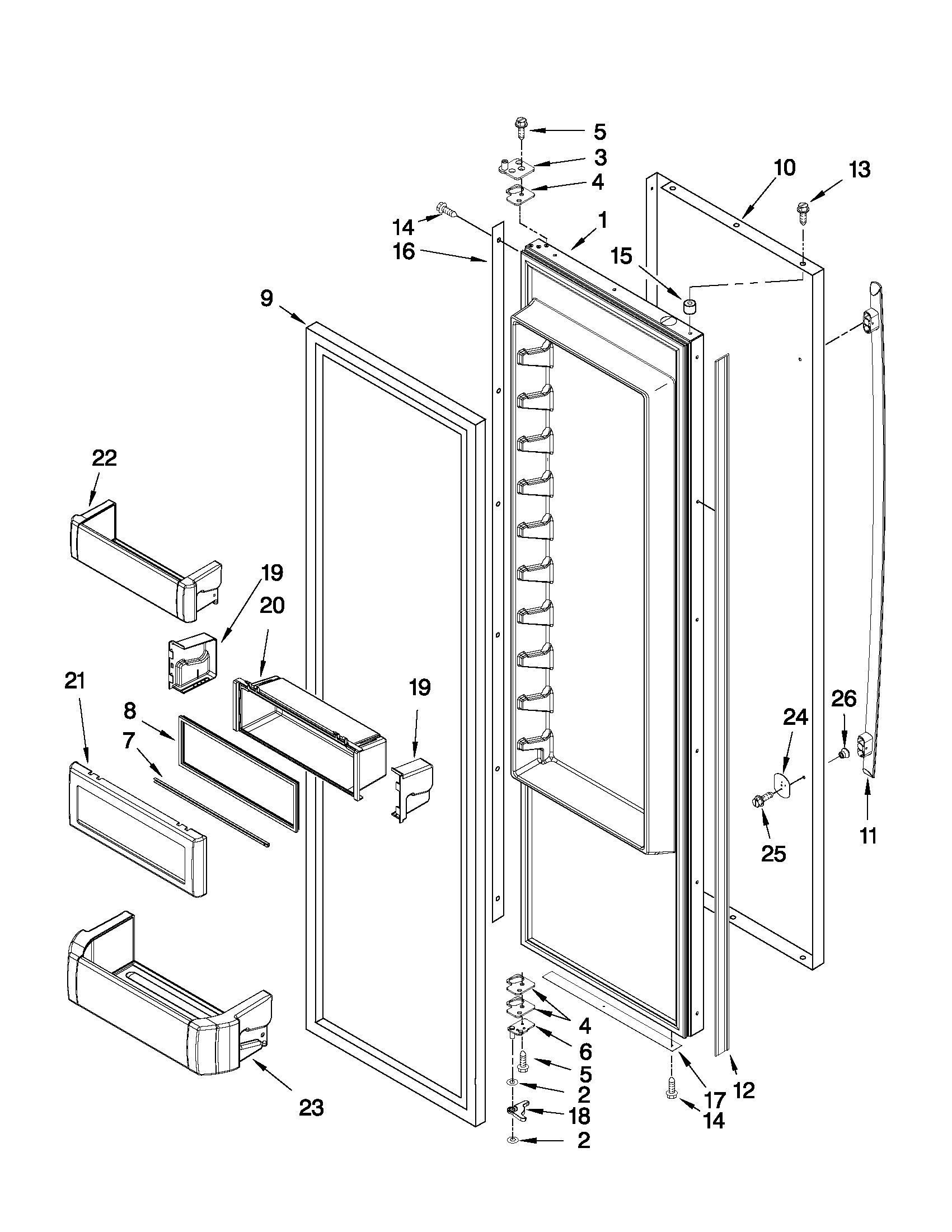 Jenn-Air JS42SEDUDW13 refrigerator door parts diagram