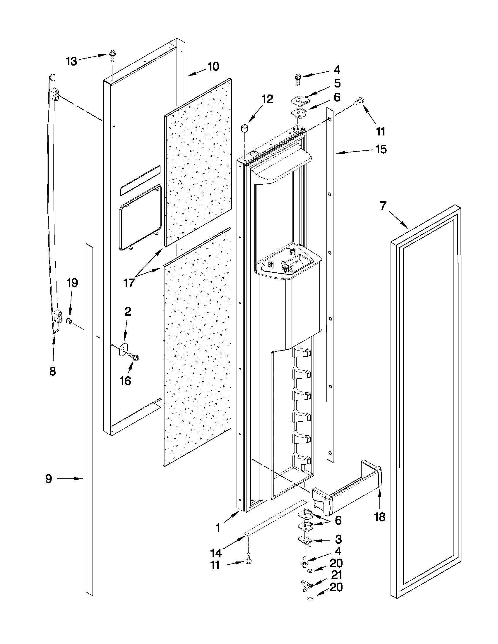 Jenn-Air JS42SEDUDW13 freezer door parts diagram