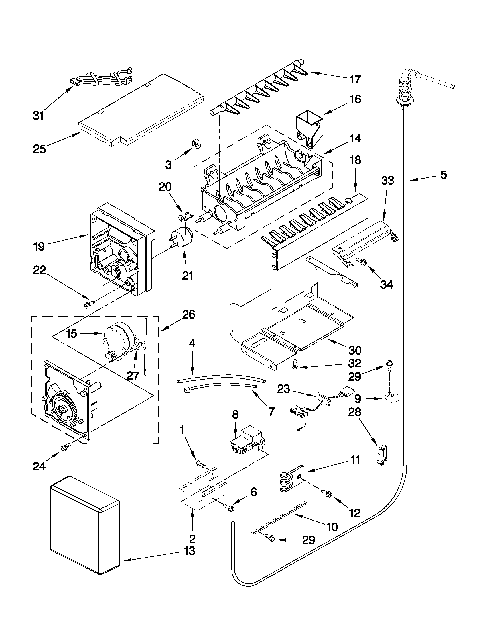 Jenn-Air JS42SEDUDW13 icemaker parts diagram