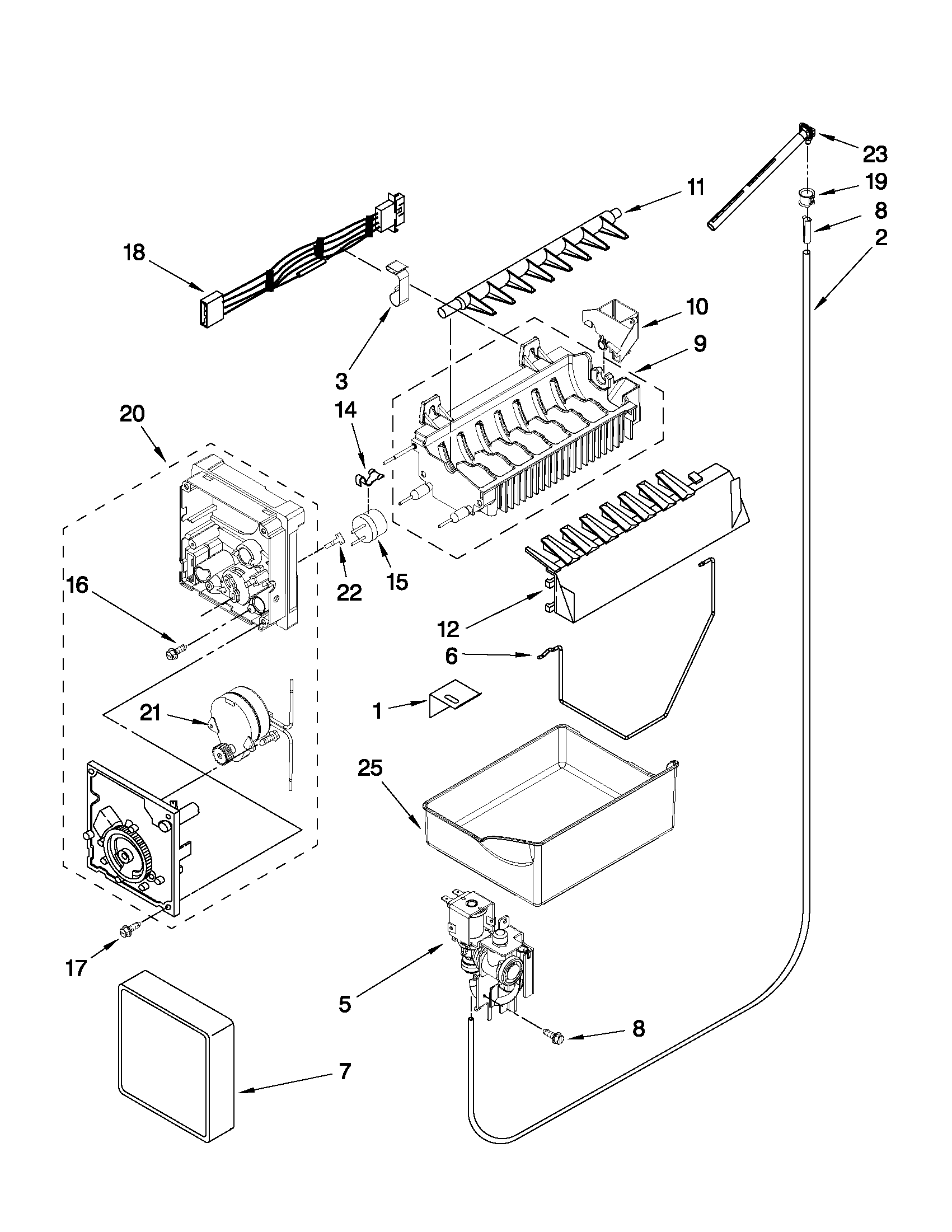 Maytag MBF1958XES4 icemaker parts diagram