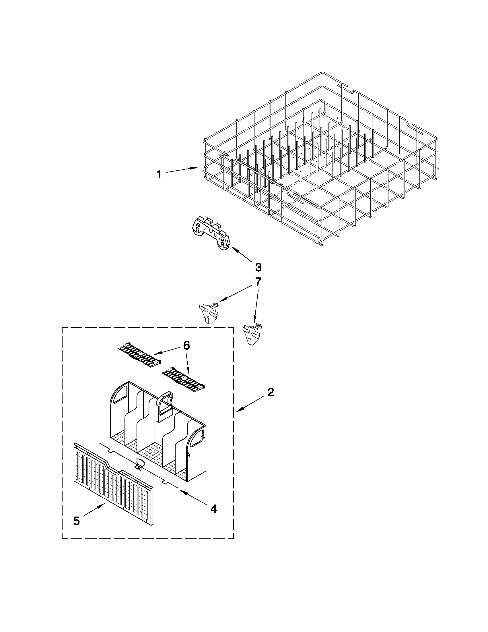 Whirlpool DU1055XTVD0 lower rack parts diagram