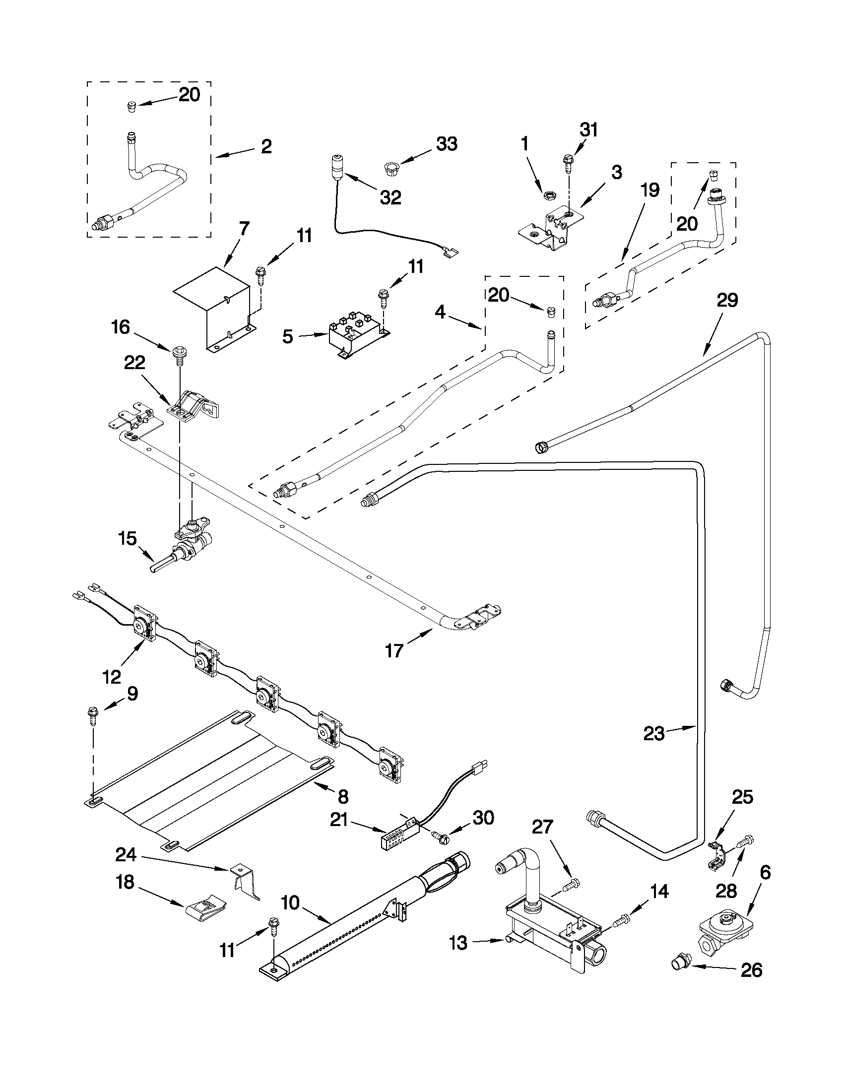 Whirlpool WFG231LVB0 manifold parts diagram