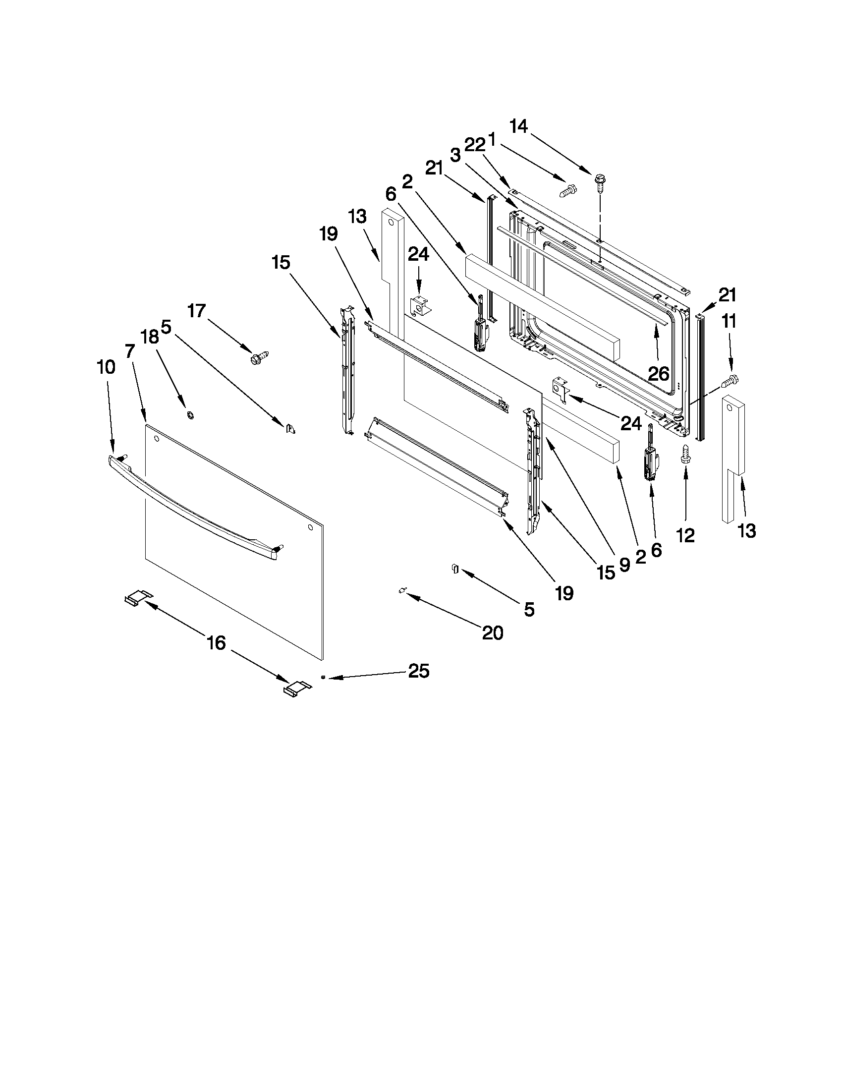 Whirlpool WFG231LVB0 door parts diagram