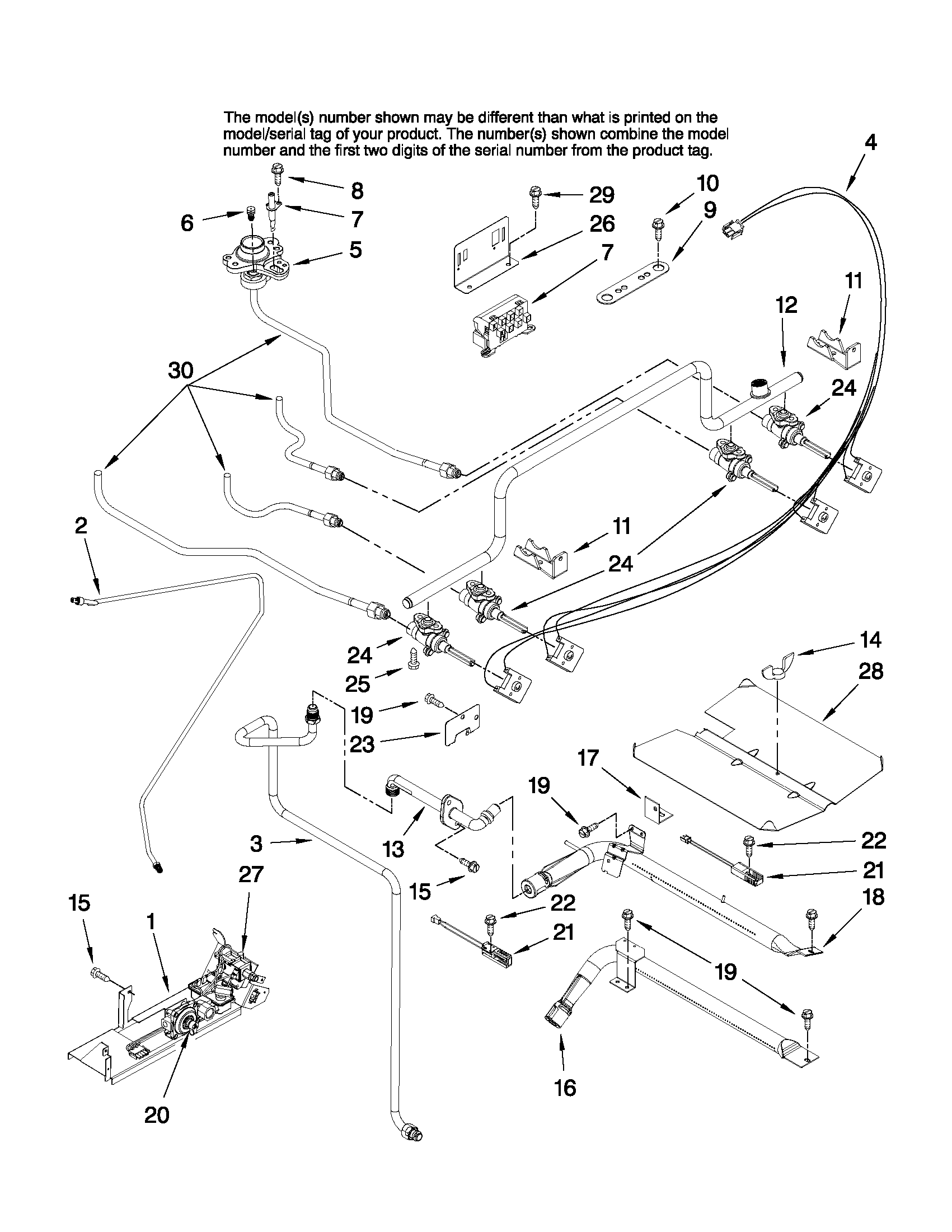 Whirlpool GW397LXUT05 manifold parts diagram