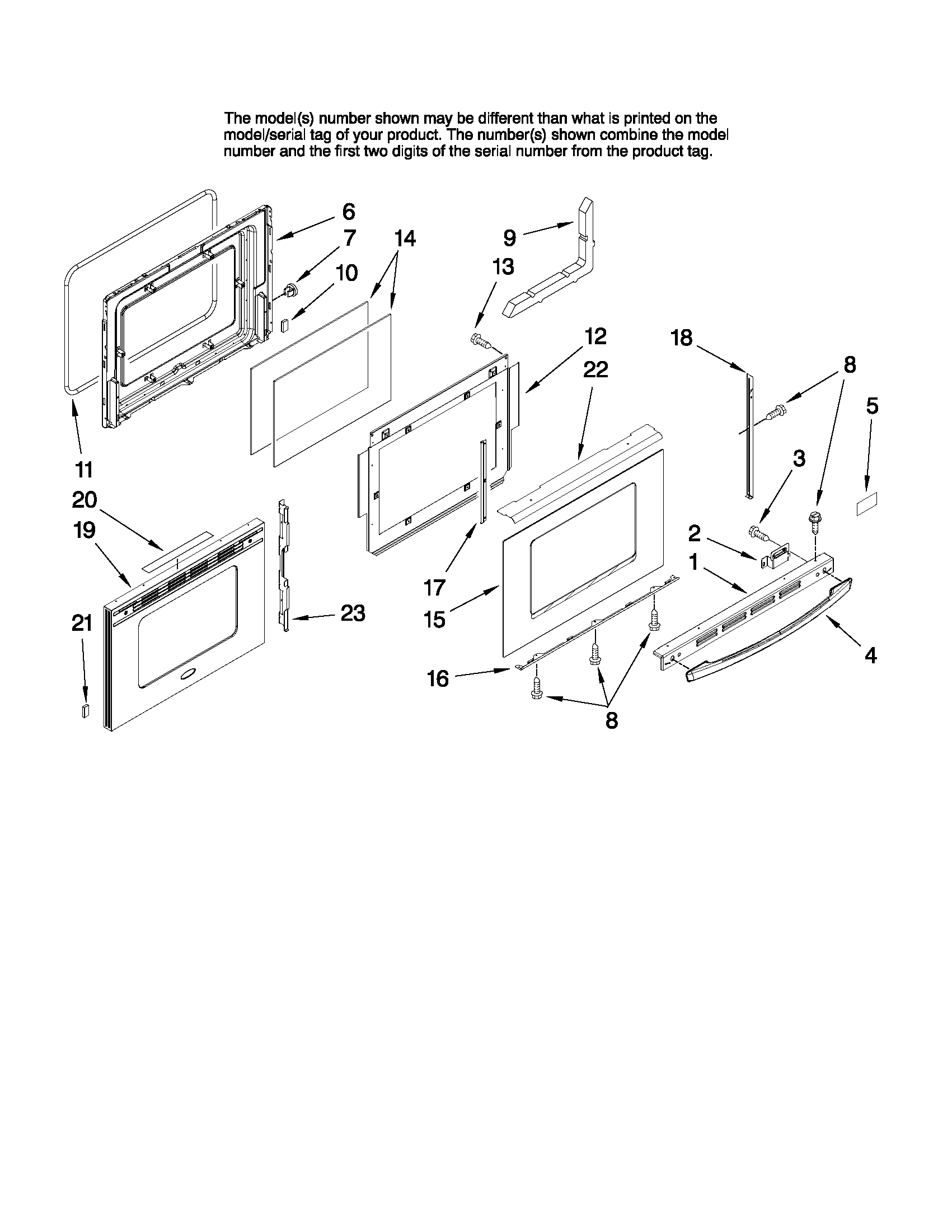 Whirlpool GW397LXUT05 door parts diagram