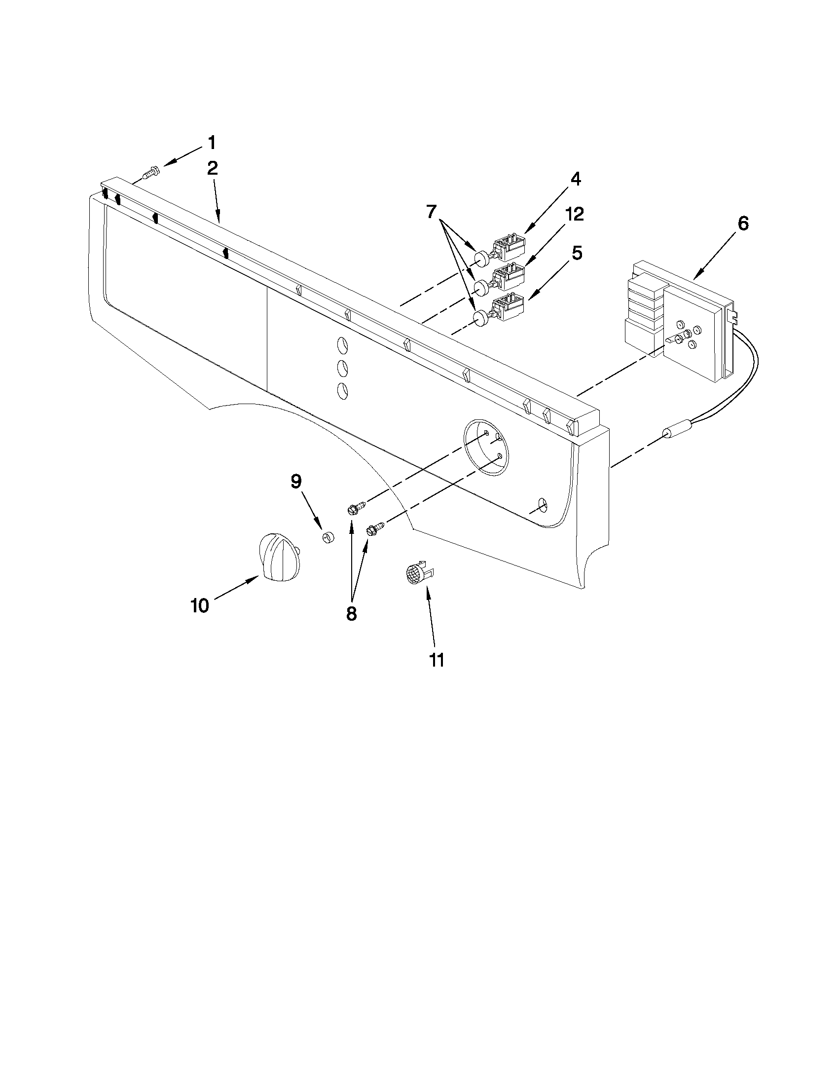 Whirlpool YWED7500VW0 control panel parts diagram