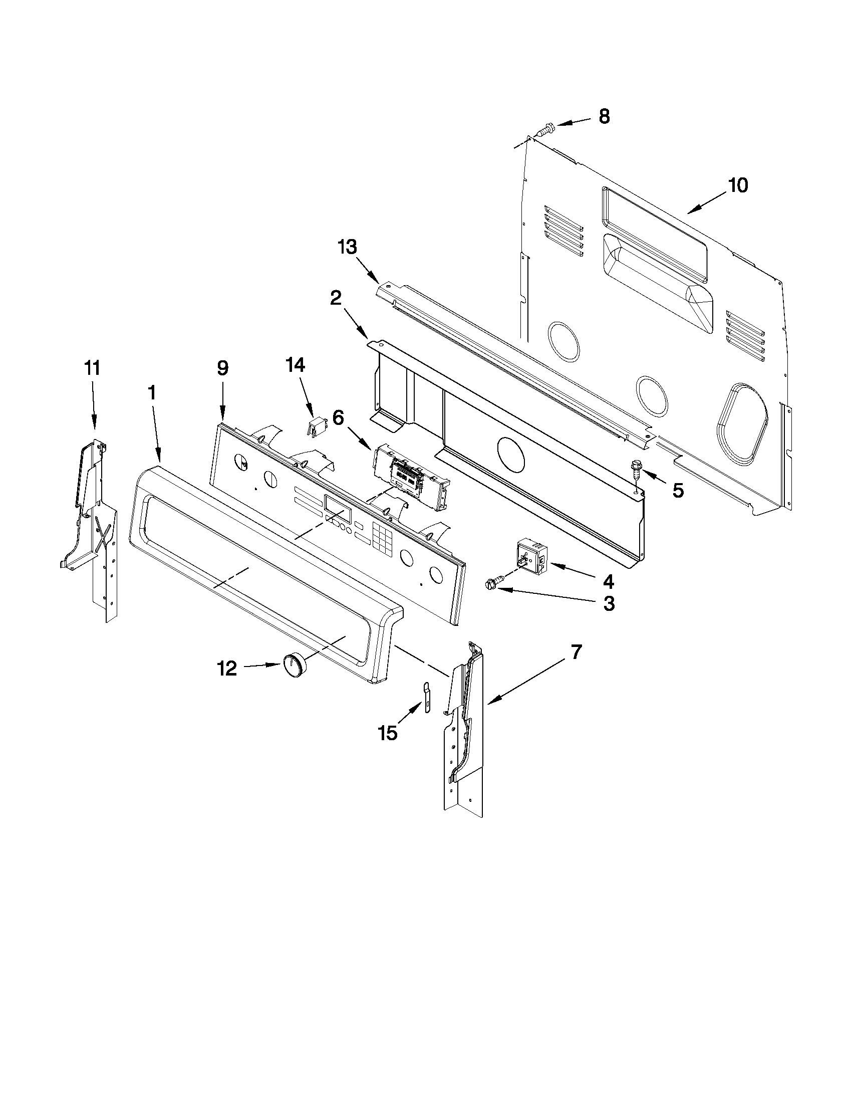 Whirlpool WFE720H0AS0 control panel parts diagram