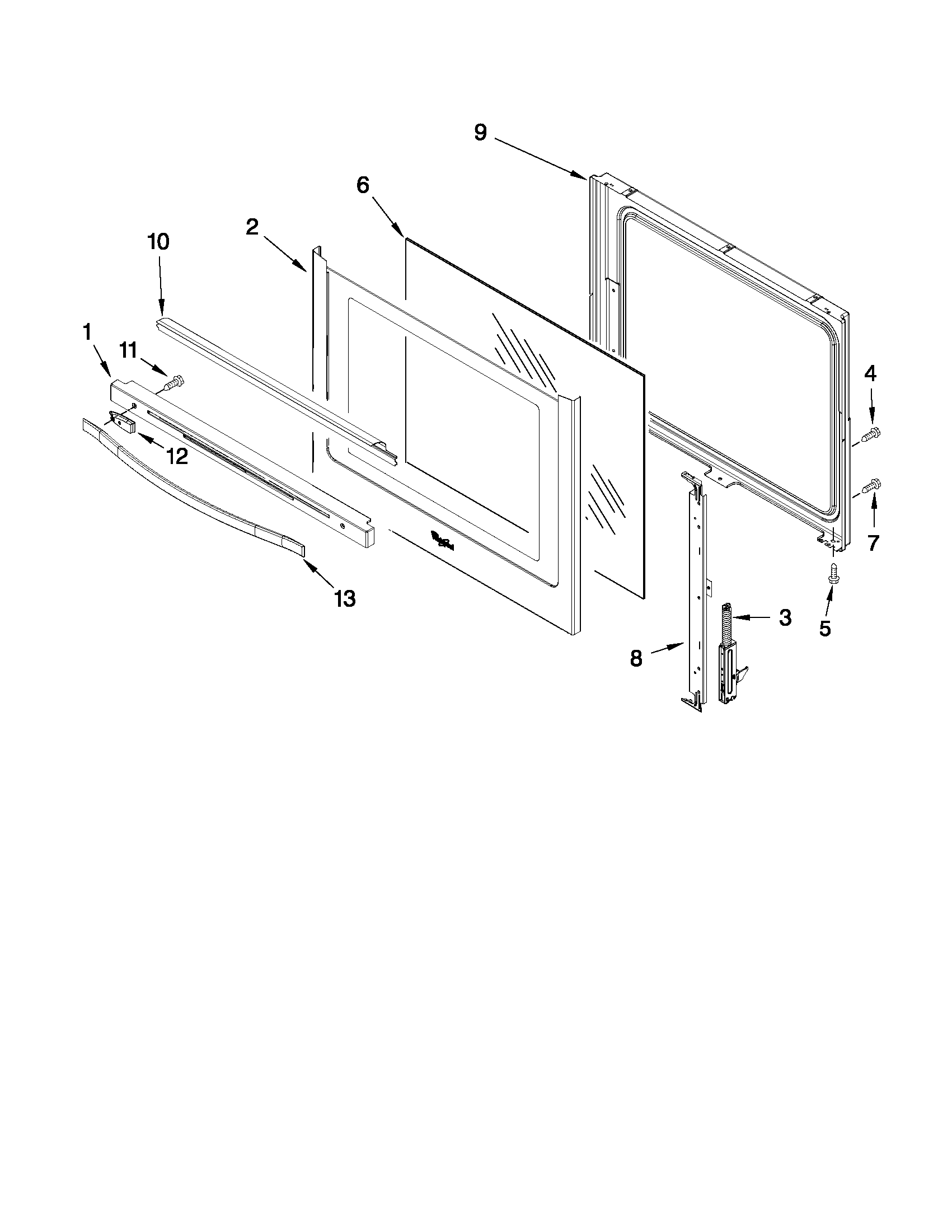 Whirlpool WFE720H0AS0 door parts diagram