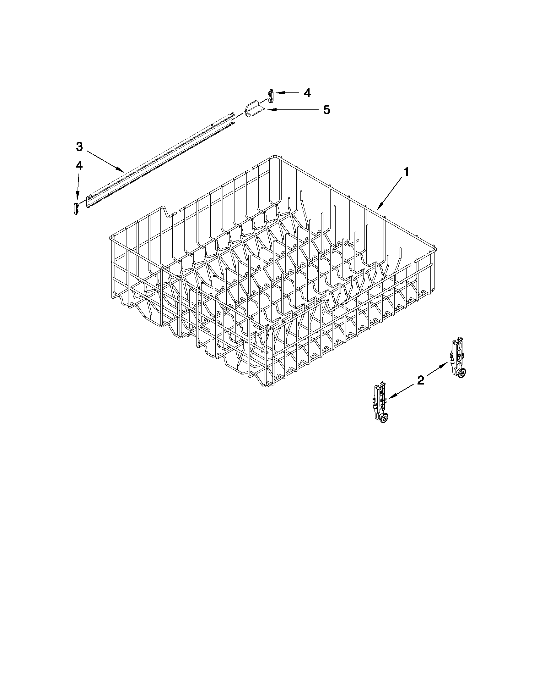 Whirlpool WDF310PAAS1 upper rack and track parts diagram