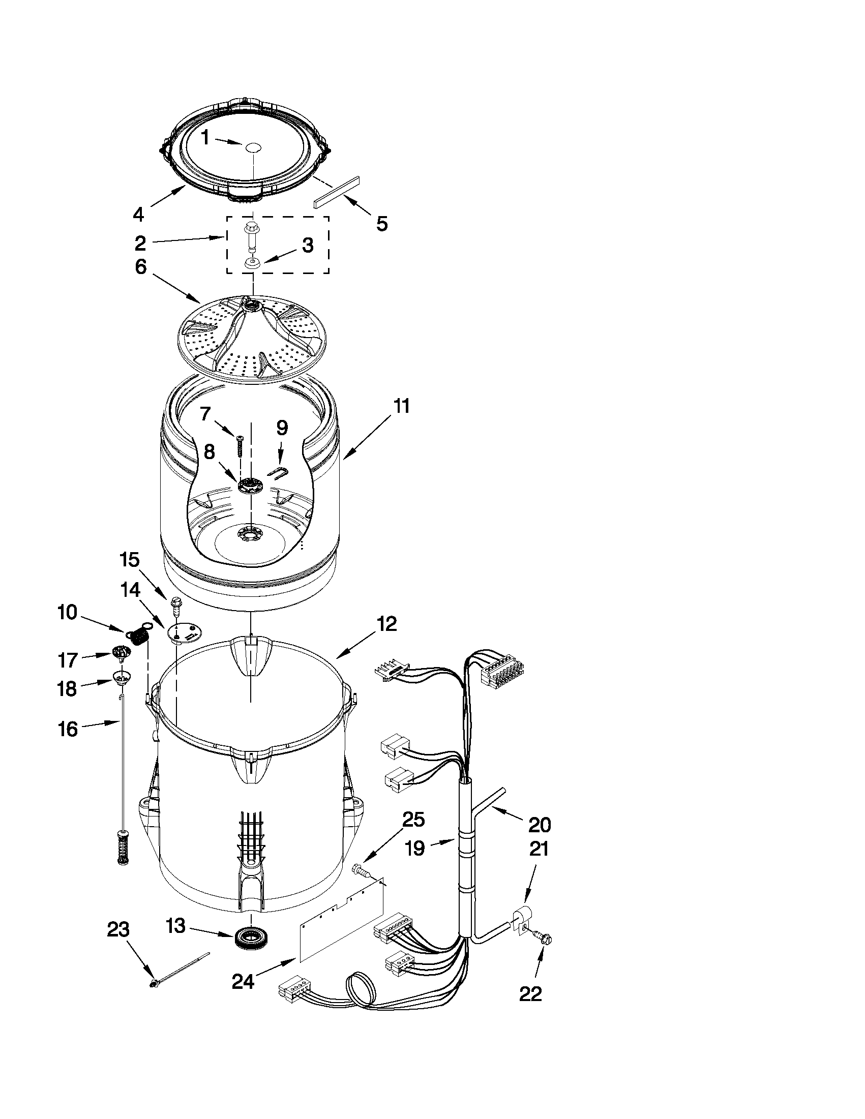 Whirlpool 7MWTW5700YW2 basket and tub parts diagram