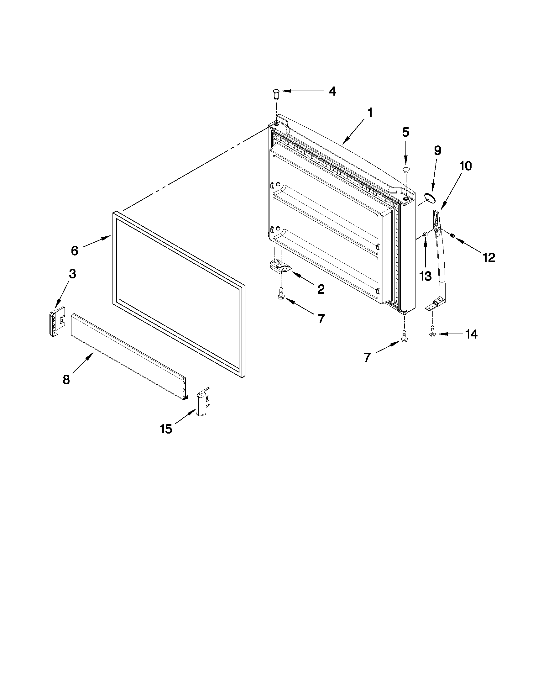 Whirlpool WRT579SMYW01 freezer door parts diagram
