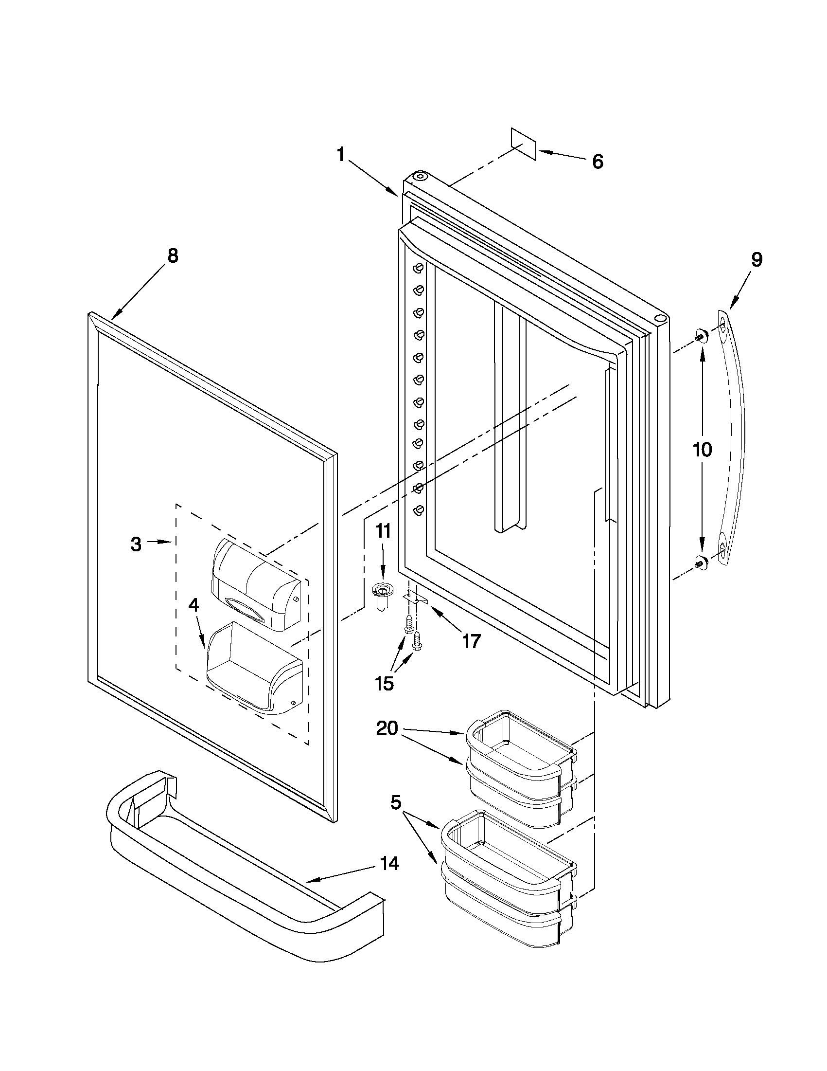 Whirlpool GB9FHDXWB04 refrigerator door parts diagram