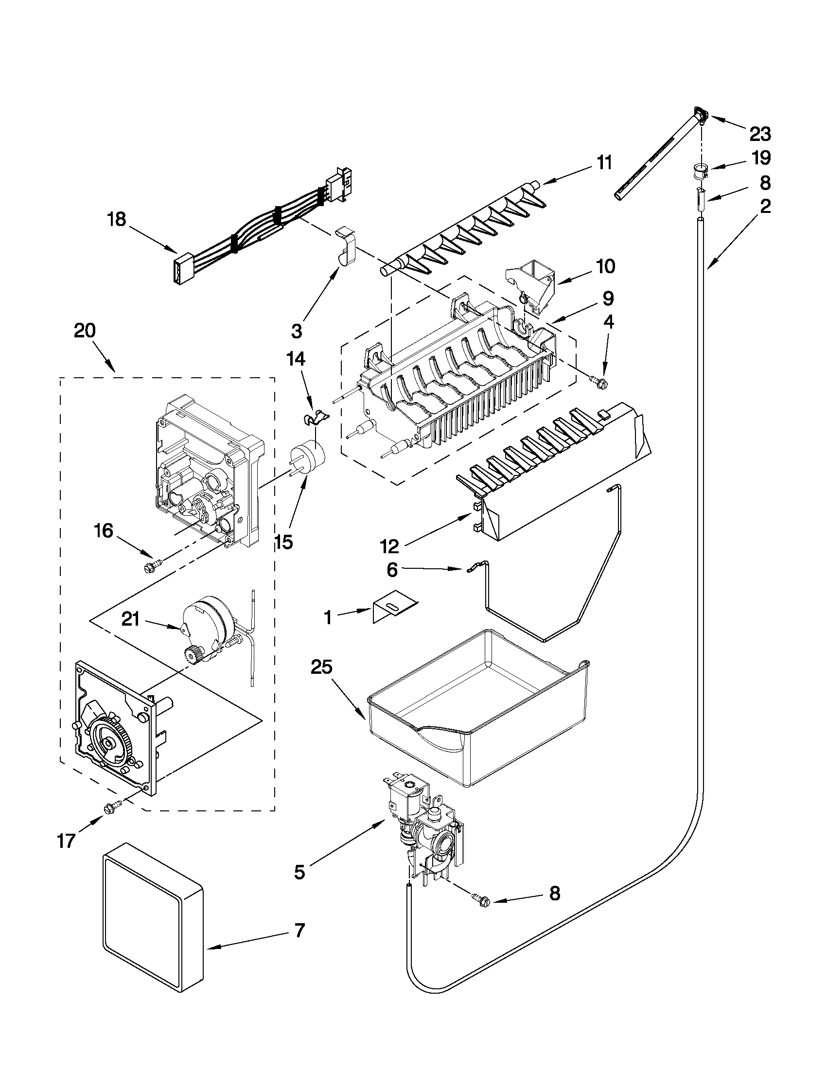 Whirlpool GB9FHDXWB04 icemaker parts diagram