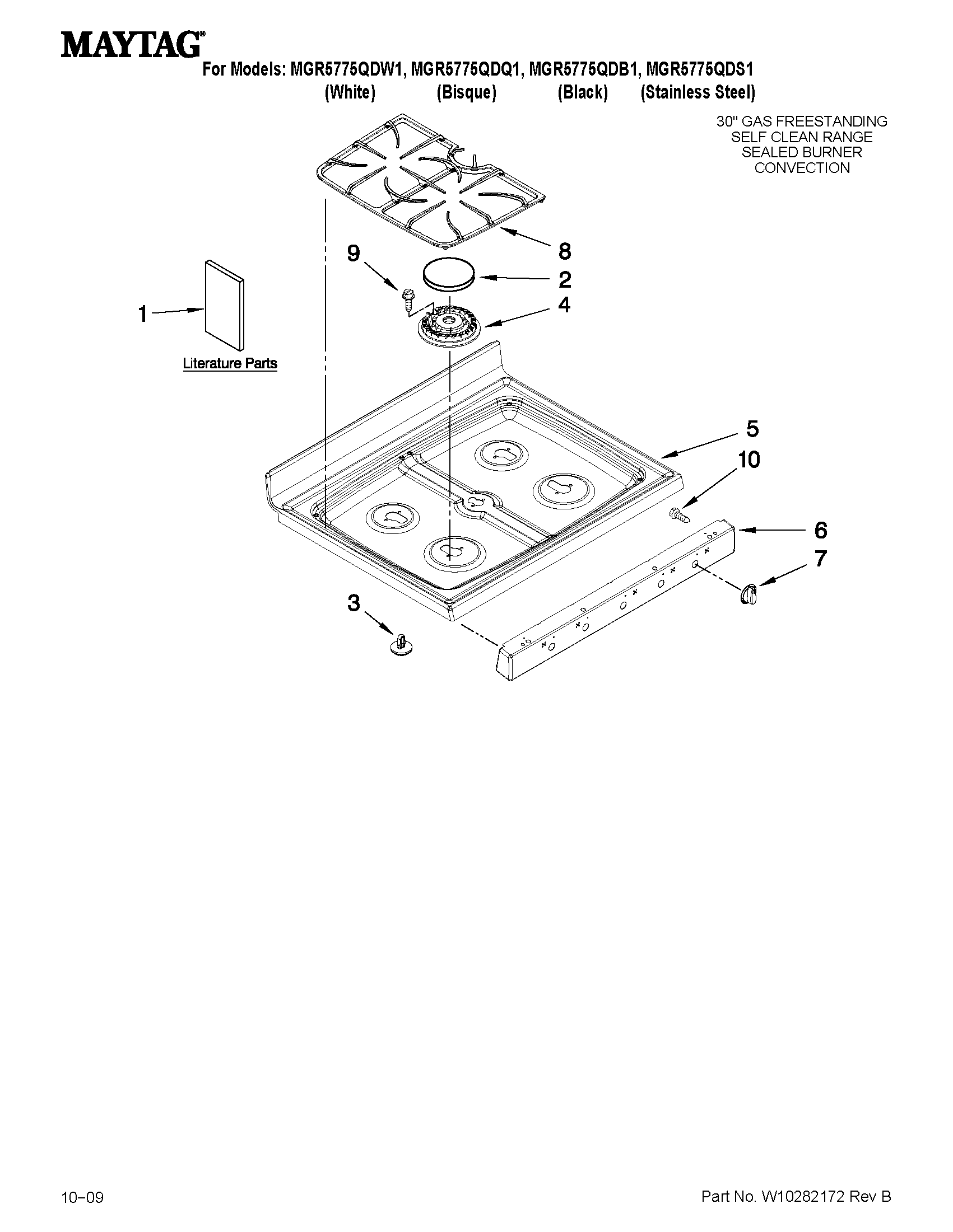 Maytag MGR5775QDB1 cooktop parts diagram