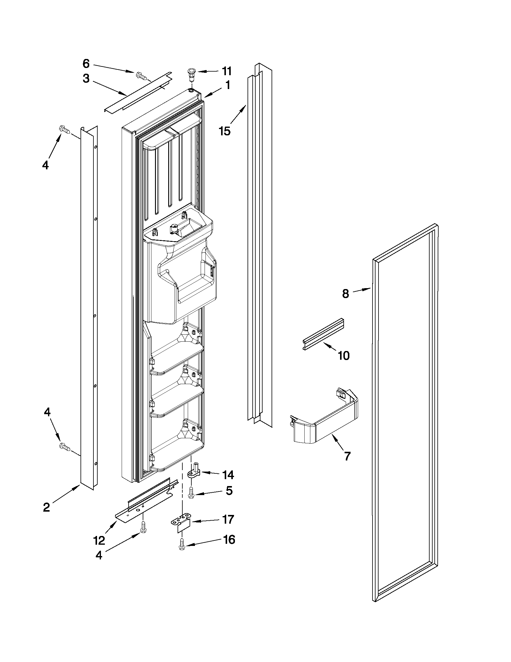 KitchenAid KSBS25INBT03 freezer door parts diagram