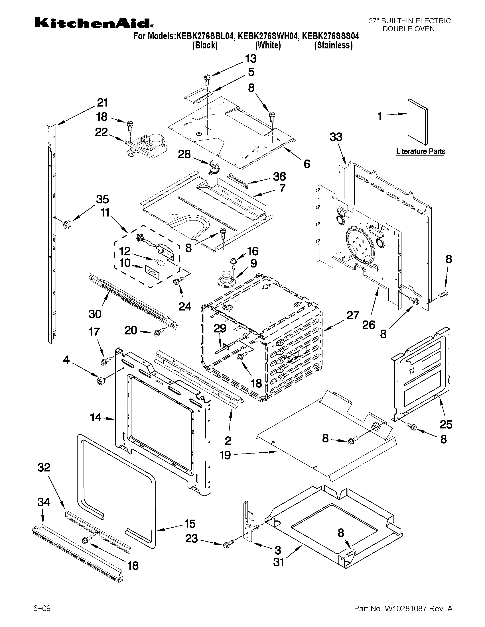 KitchenAid KEBK276SWH04 oven parts diagram