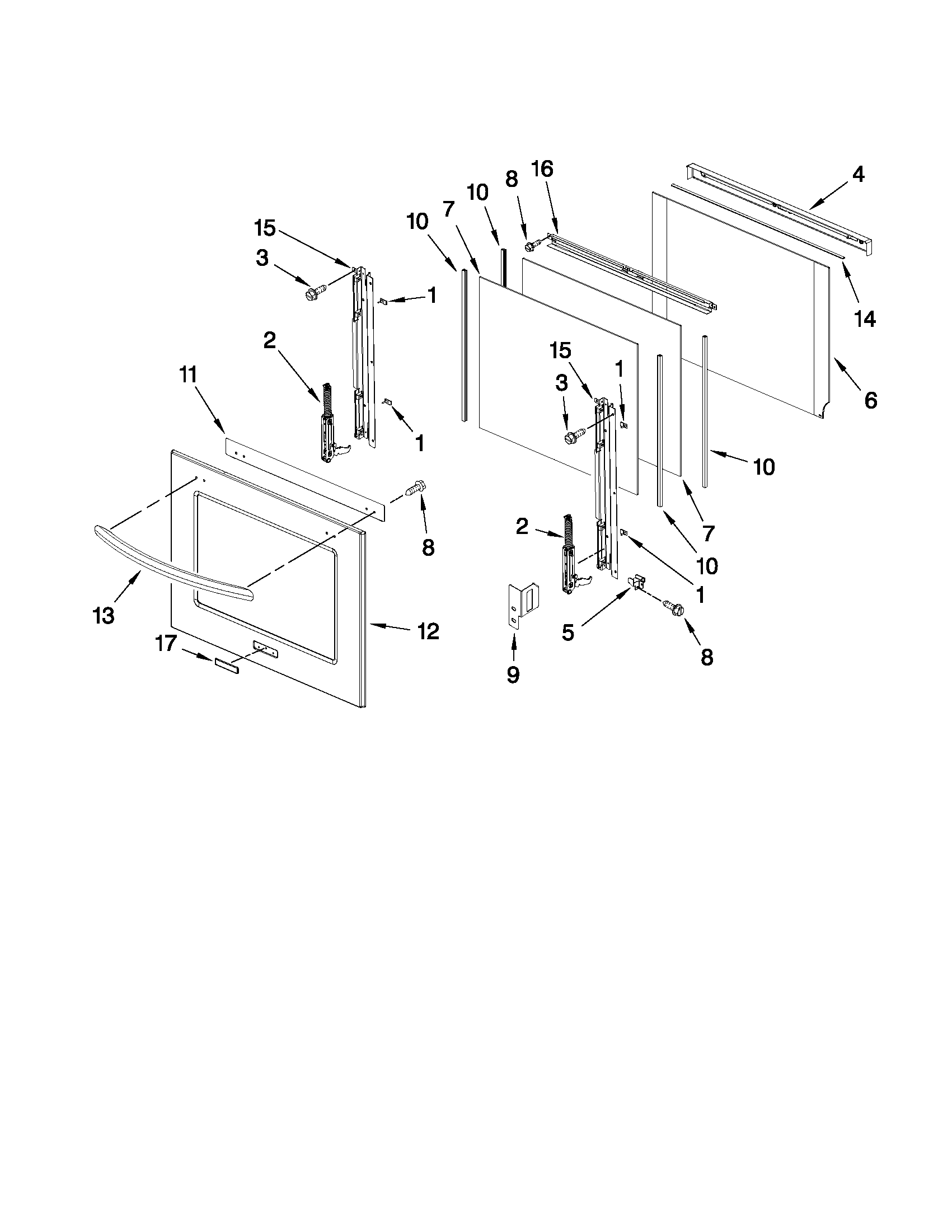 KitchenAid KEBK276SWH04 oven door parts diagram