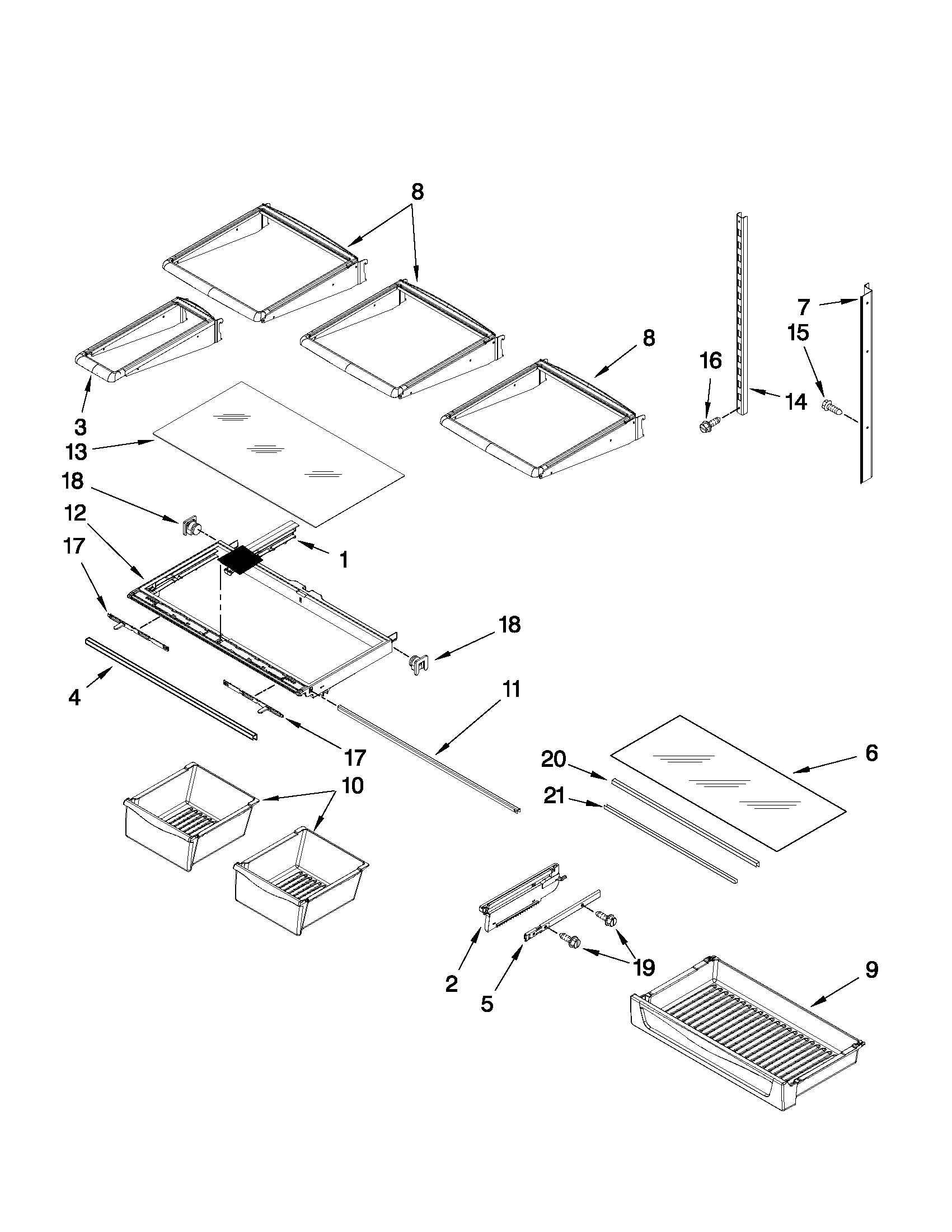 Whirlpool GI5FVAXYB00 shelf parts diagram