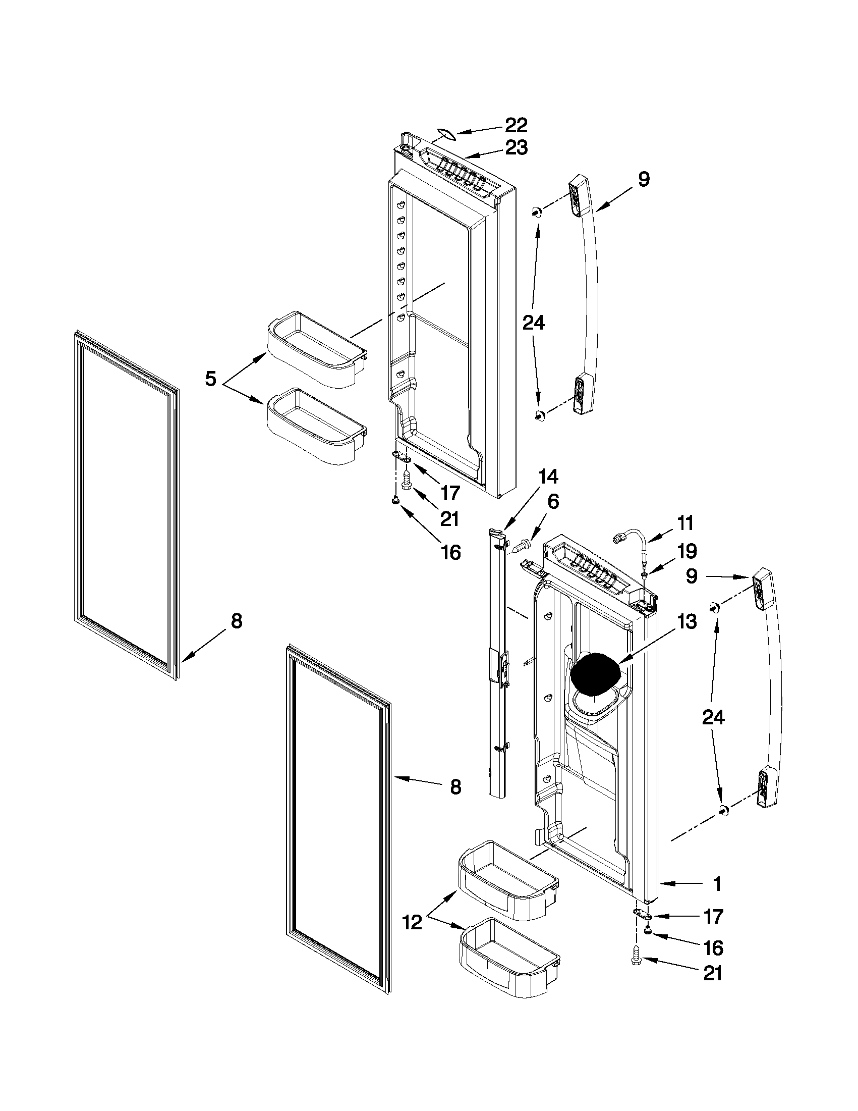 Whirlpool GI5FVAXYB00 refrigerator door parts diagram