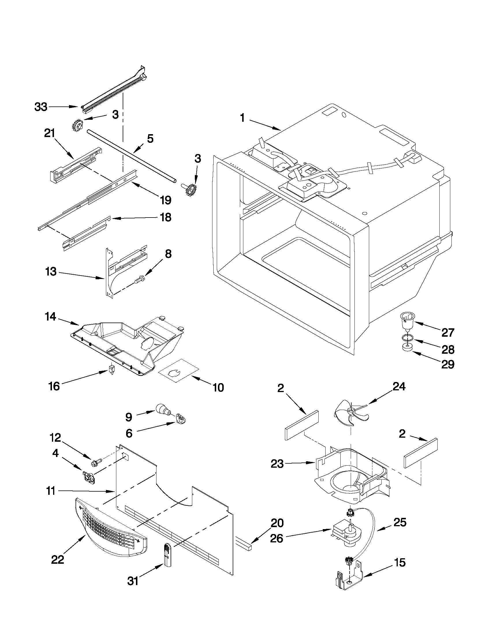 Amana ABB2224WEW2 freezer liner parts diagram