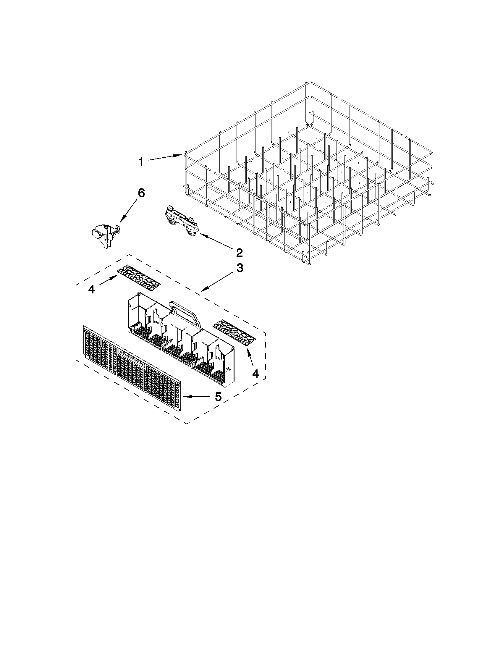 Whirlpool WDF530PSYW0 lower rack parts diagram